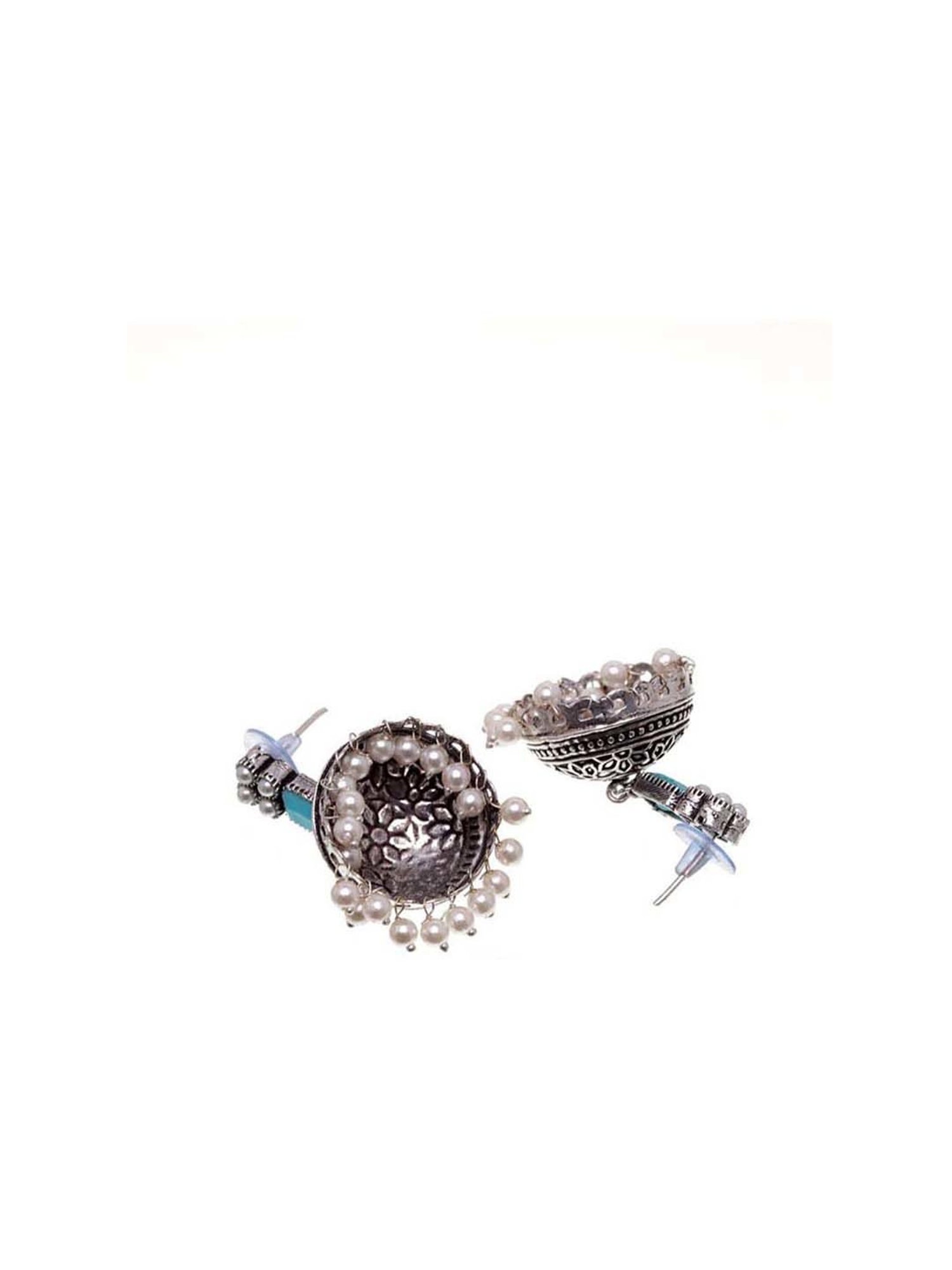 Panash Silver-Plated Oxidised Jhumki Earrings
