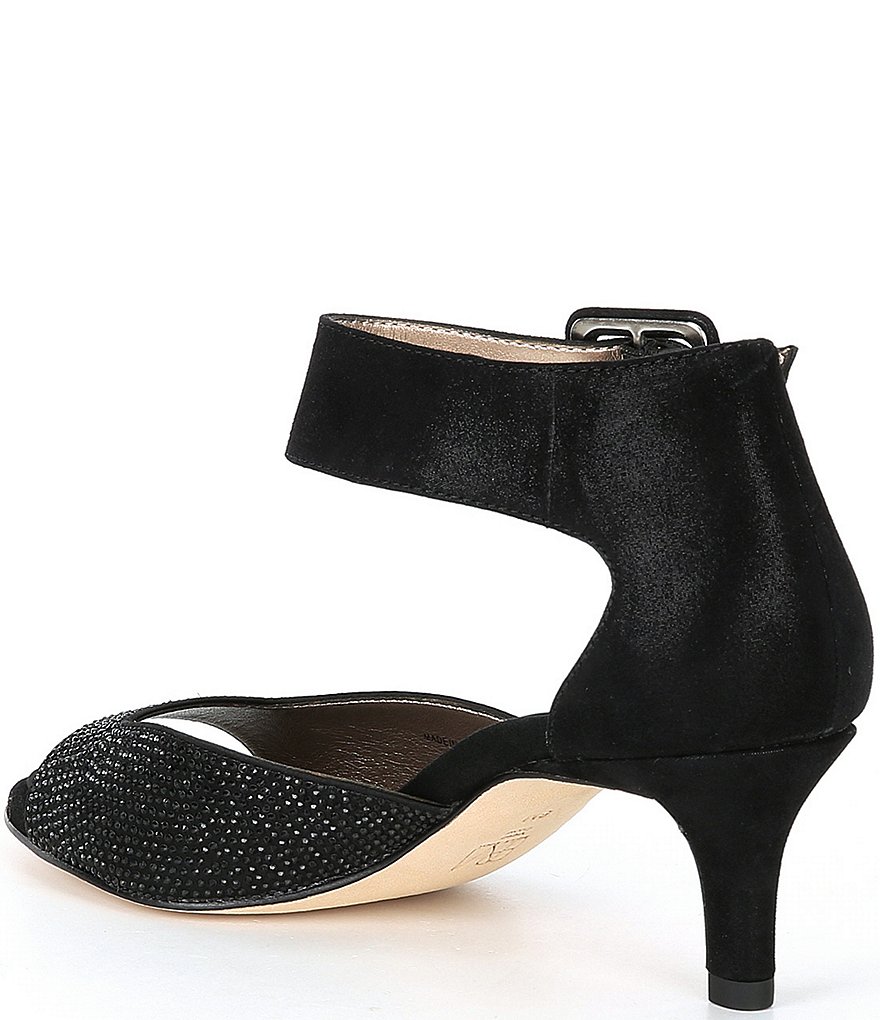 Pelle Moda Berlin6 Metallic Suede Crystal Embellished Dress Sandals