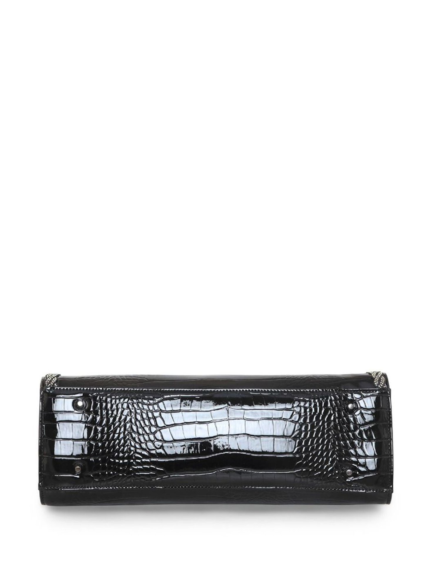 Esbeda Glossy Black PU Textured Handbag