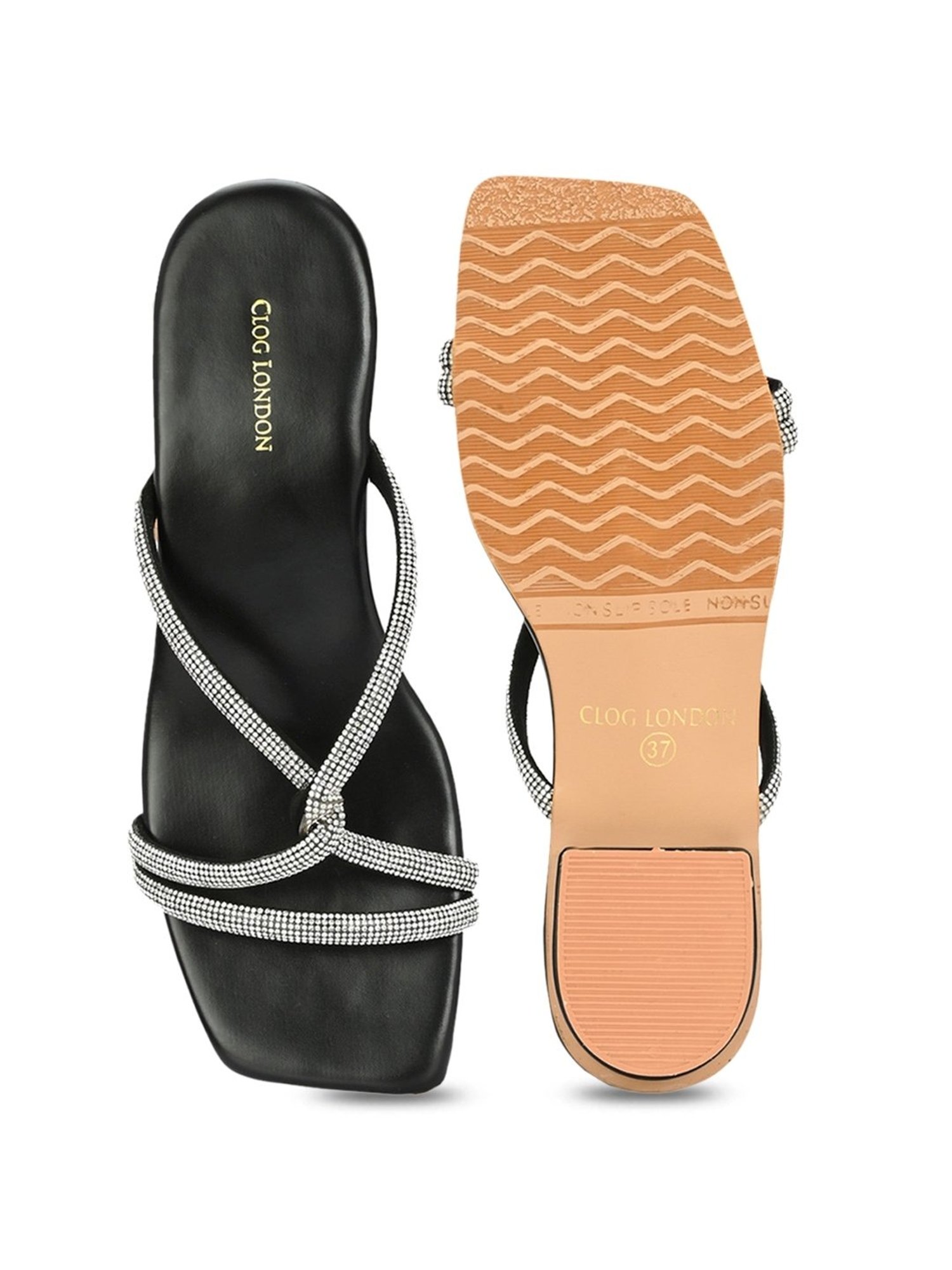 Clog London Women's Black Casual Sandals