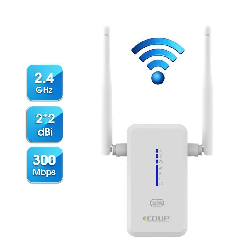 EDUP EP-2917 2.4GHz 300Mbps Wireless AP Repeater WiFi Extender with Dual 2dBi Antennas / WPS