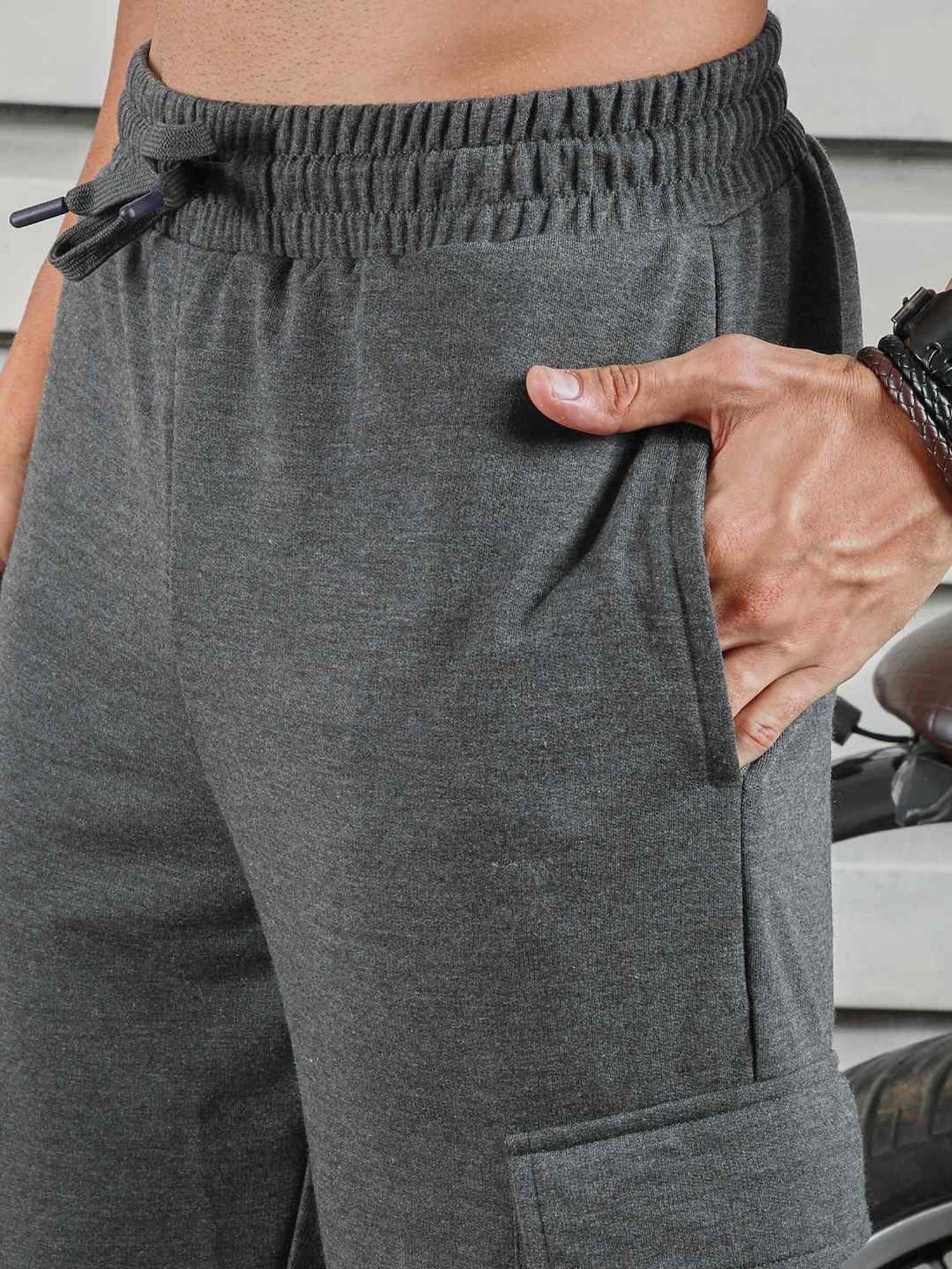 High Star Charcoal Polyester Straight Fit Mid-Rise Trousers