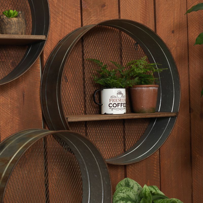 38" Soloman Wooden Shelf with Metal Brackets Brown - Kate & Laurel All Things Decor