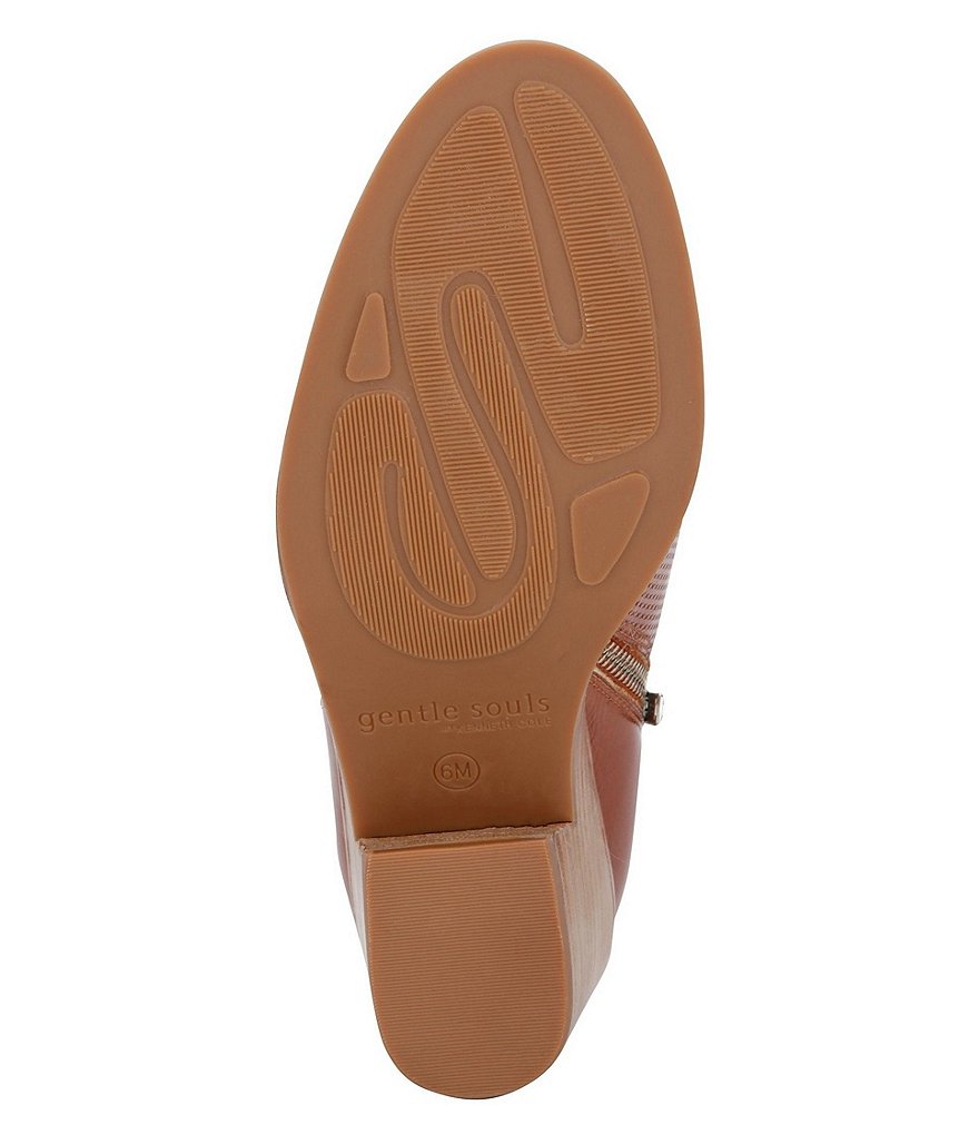 Gentle Souls Blaise Perforated Leather Double Zipper Detail Block Heel Ankle Booties