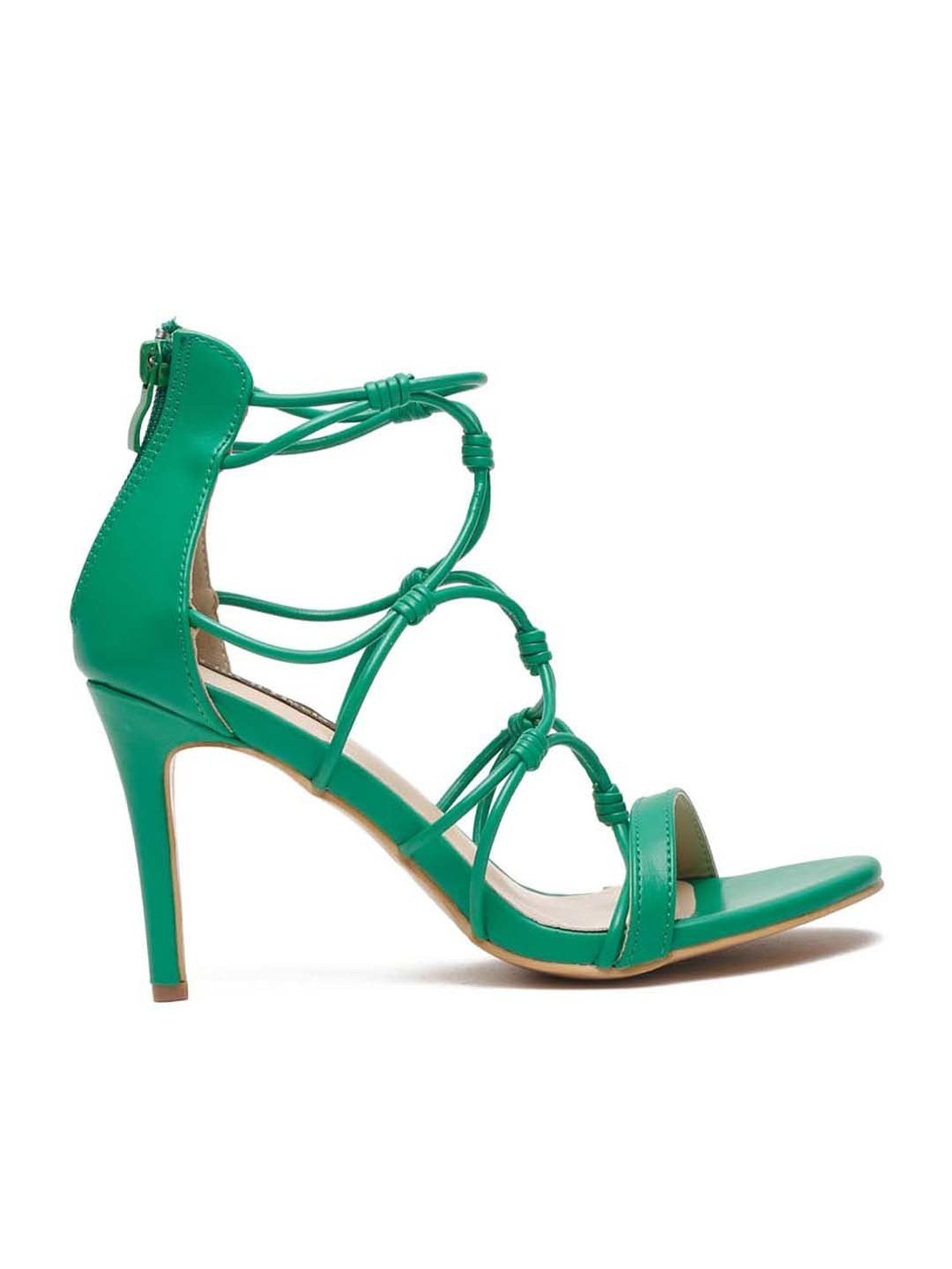 Flat N Heels Women's Green Ankle Strap Stilettos