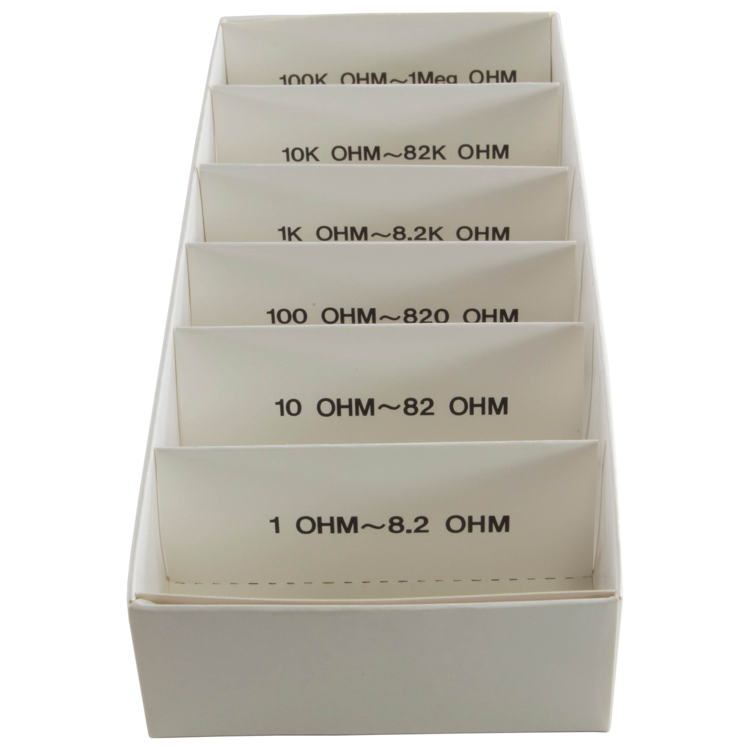 365 Piece Resistor Kit 1/2 Watt in Compartmentalized Cardboard Storage Box