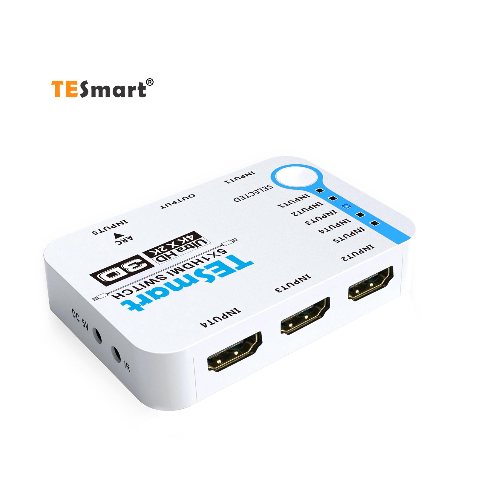 TESmart 5x1 HDMI Switch 5 In 1 Out, Intelligent 5 Port HDMI Switcher, Splitter, For Xbox 360/One, PS4/PS3, etc, Supports 4K@30Hz, Full HD1080P, 3D with IR Remote