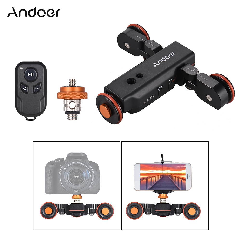 Andoer L4 PRO Motorized Camera Video Dolly with Scale Indication Electric Track Slider Wireless Remote Control/1800mAh Rechargeable   Battery 3 Speed Adjustable Mini Slider Skater for Cameras and