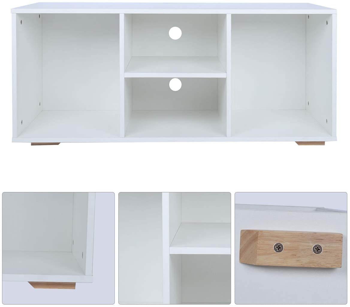 TINSAWOOD TV Stand Media Console with Wooden Frame Living Room Storage Cabinet Entertainment TV Stands,42 Inch