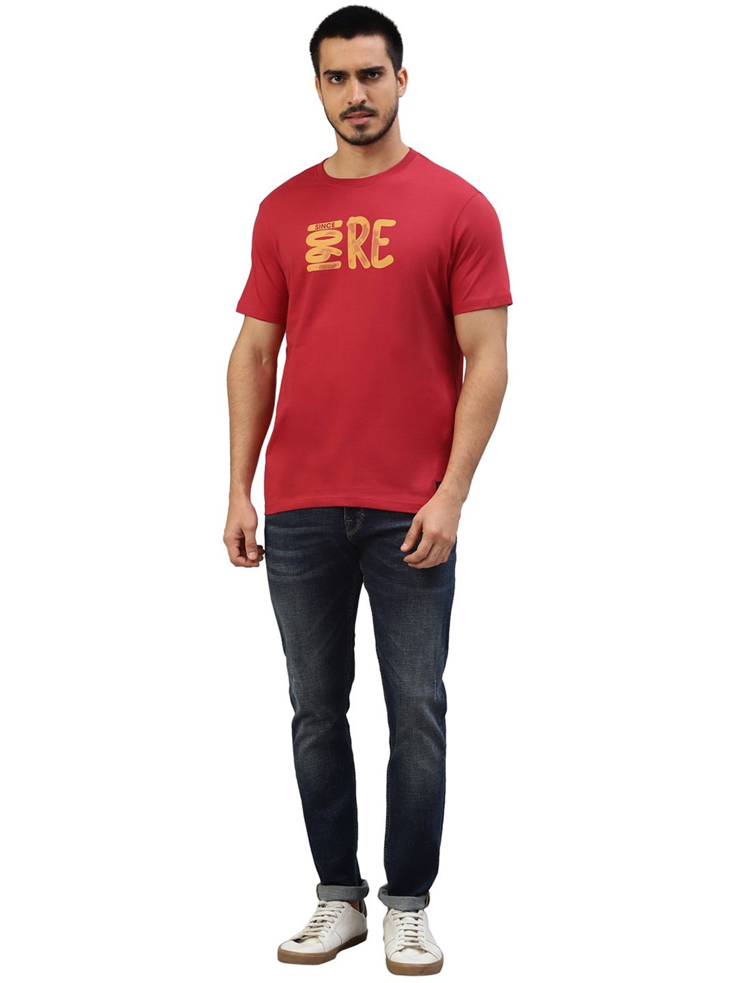 Royal Enfield Everyday Adventure Red Regular Fit Printed Crew T-Shirt