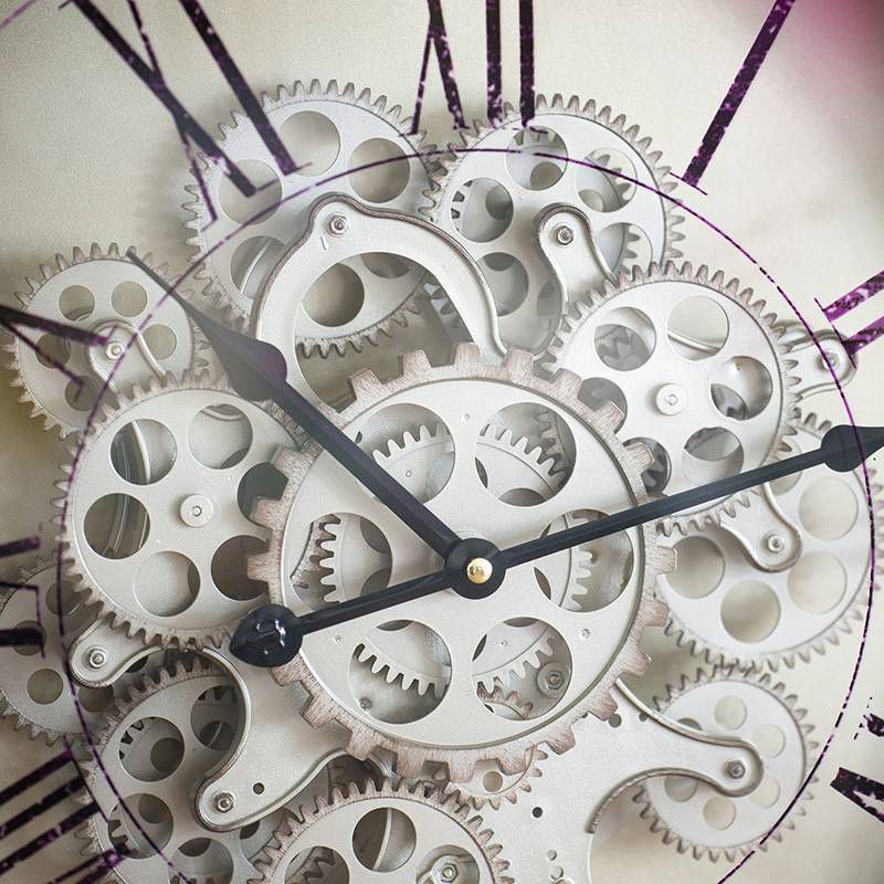 16.5" Round Vintage Gear Wall Clock White - A&B Home