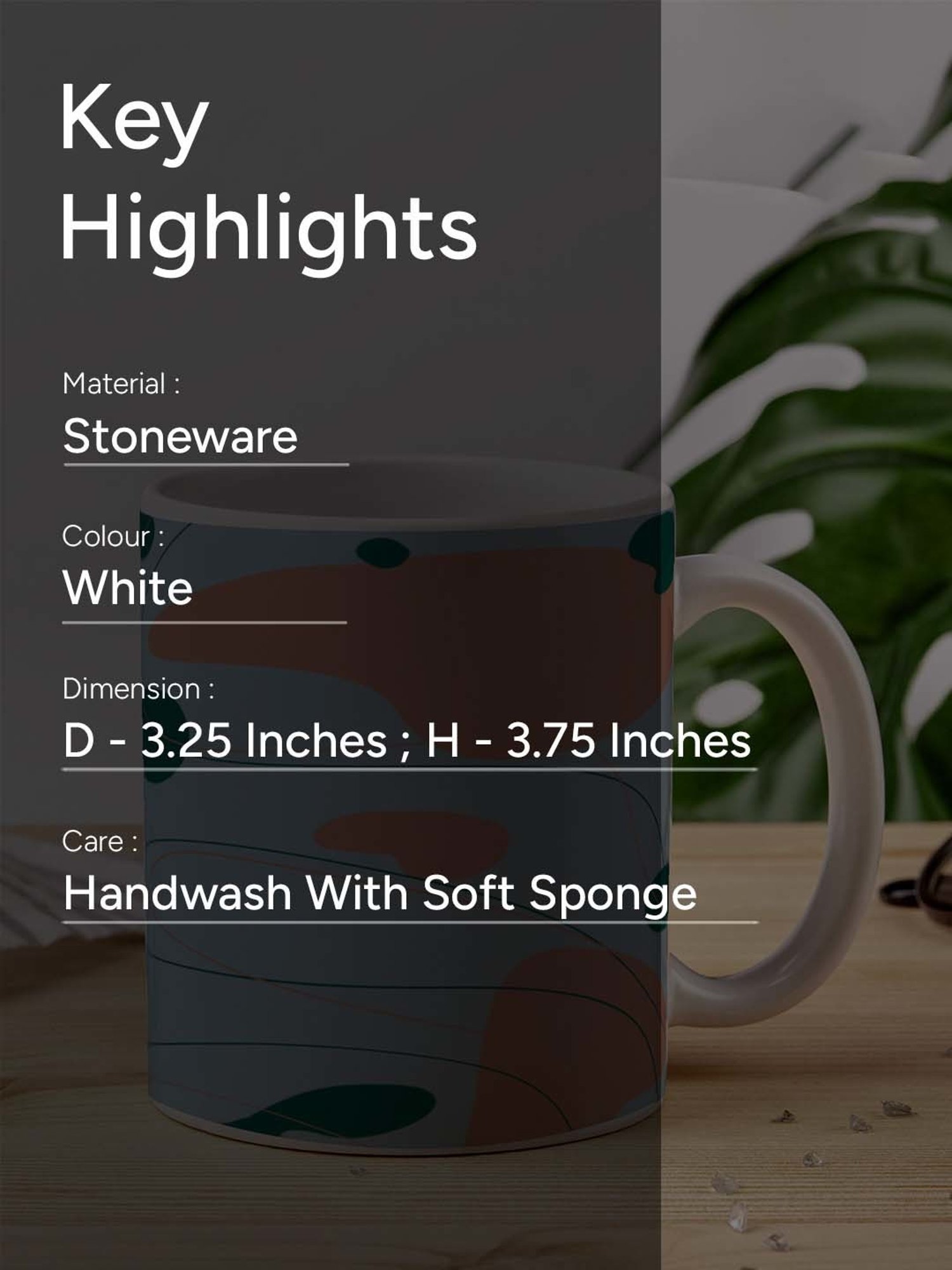 Nestroots White & Blue Stoneware Weave Whispers Coffee Mug (0.325 L)