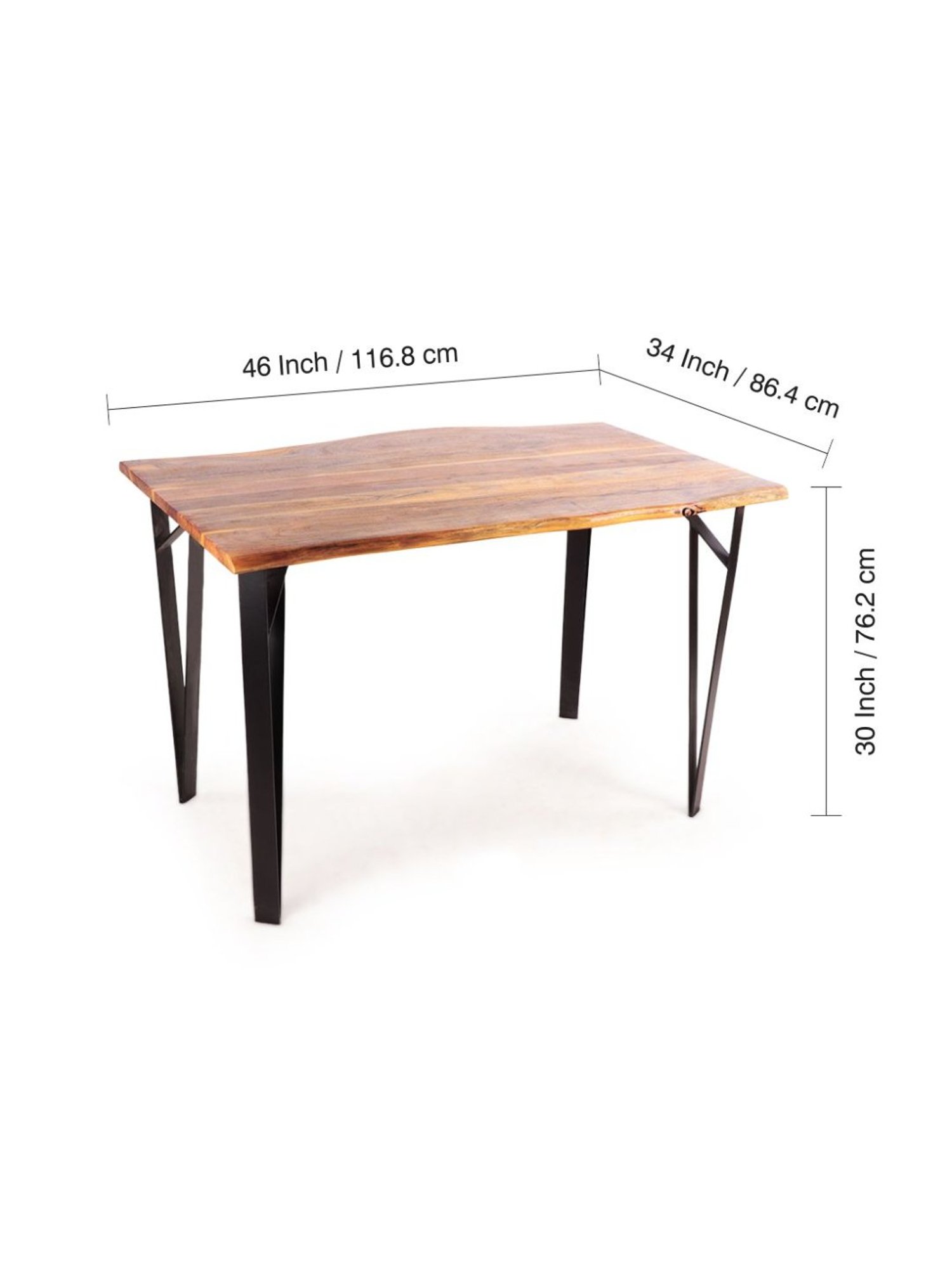 ExclusiveLane Raw Edges Beige Acacia Wood Handcrafted 4 Seater Dining Table Natural Finish