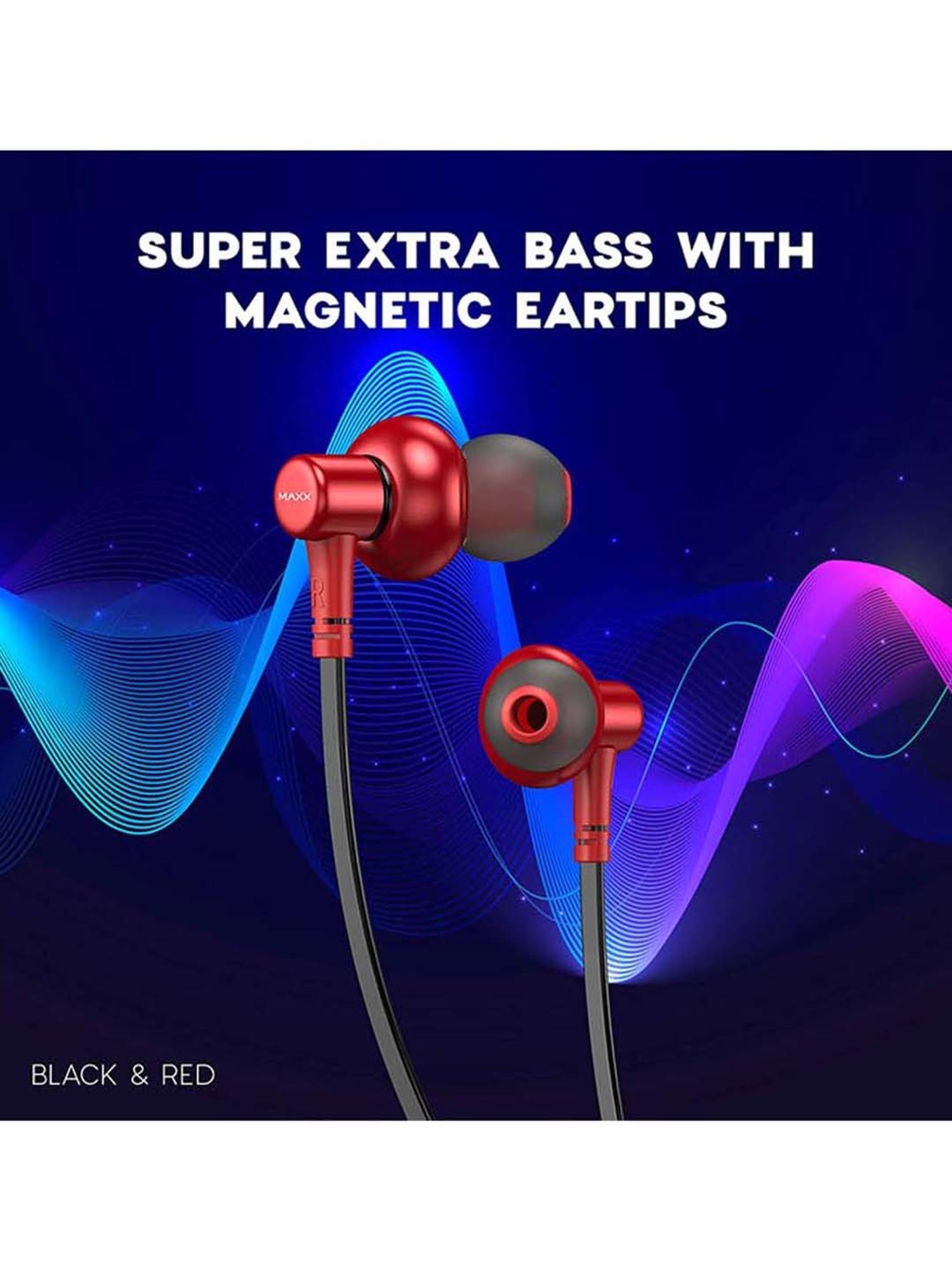 Maxx NX7 Wireless Neckband with Mic (Black/Red)