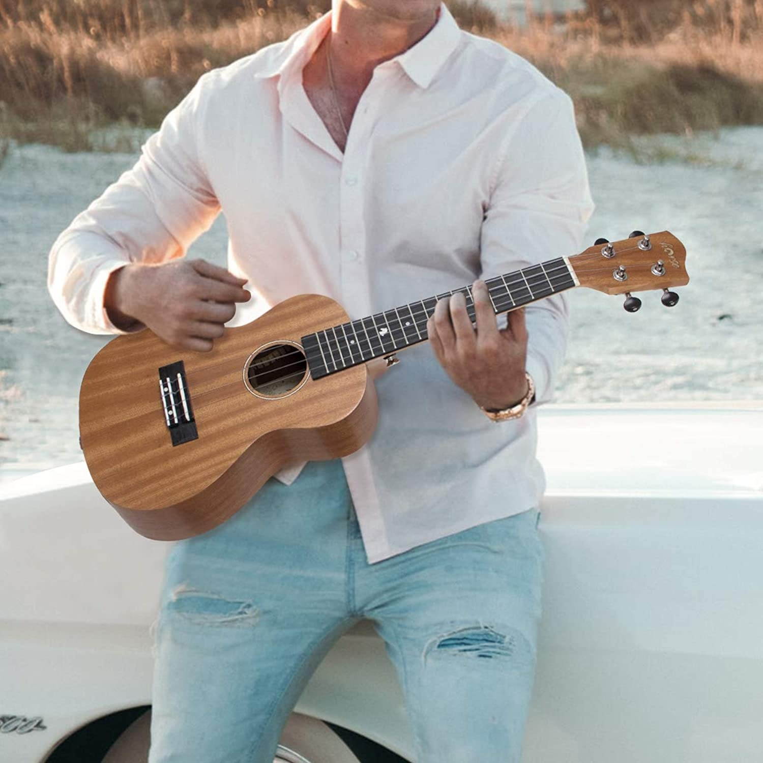 Concert Ukulele 23 Inch Ukelele Mahogany ukulele for Beginer with Gig Bag Strap String Capo Picks (23 inch)