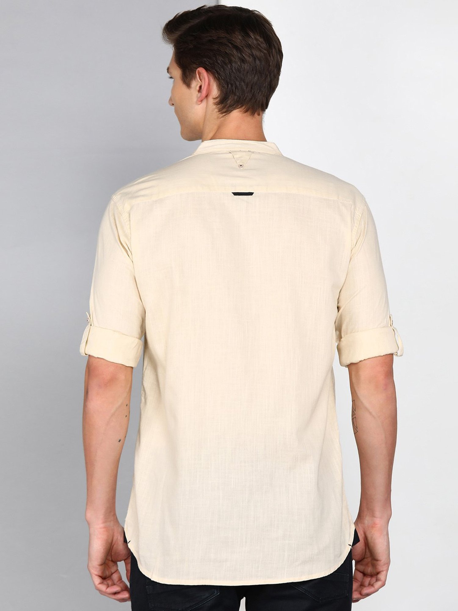Kuons Avenue Light Beige Slim Fit Shirt