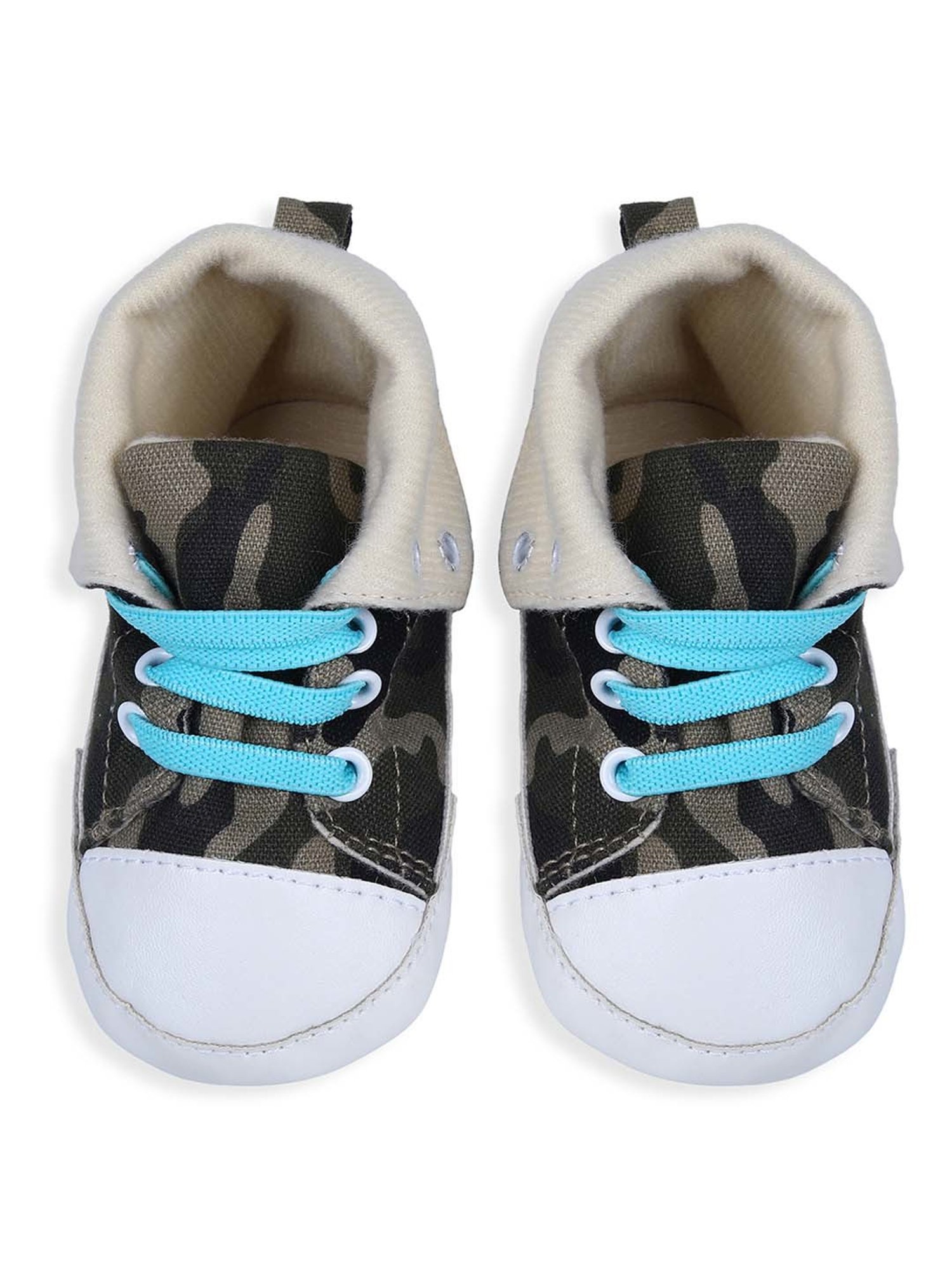 Baby Moo Kids White & Green Casual Booties