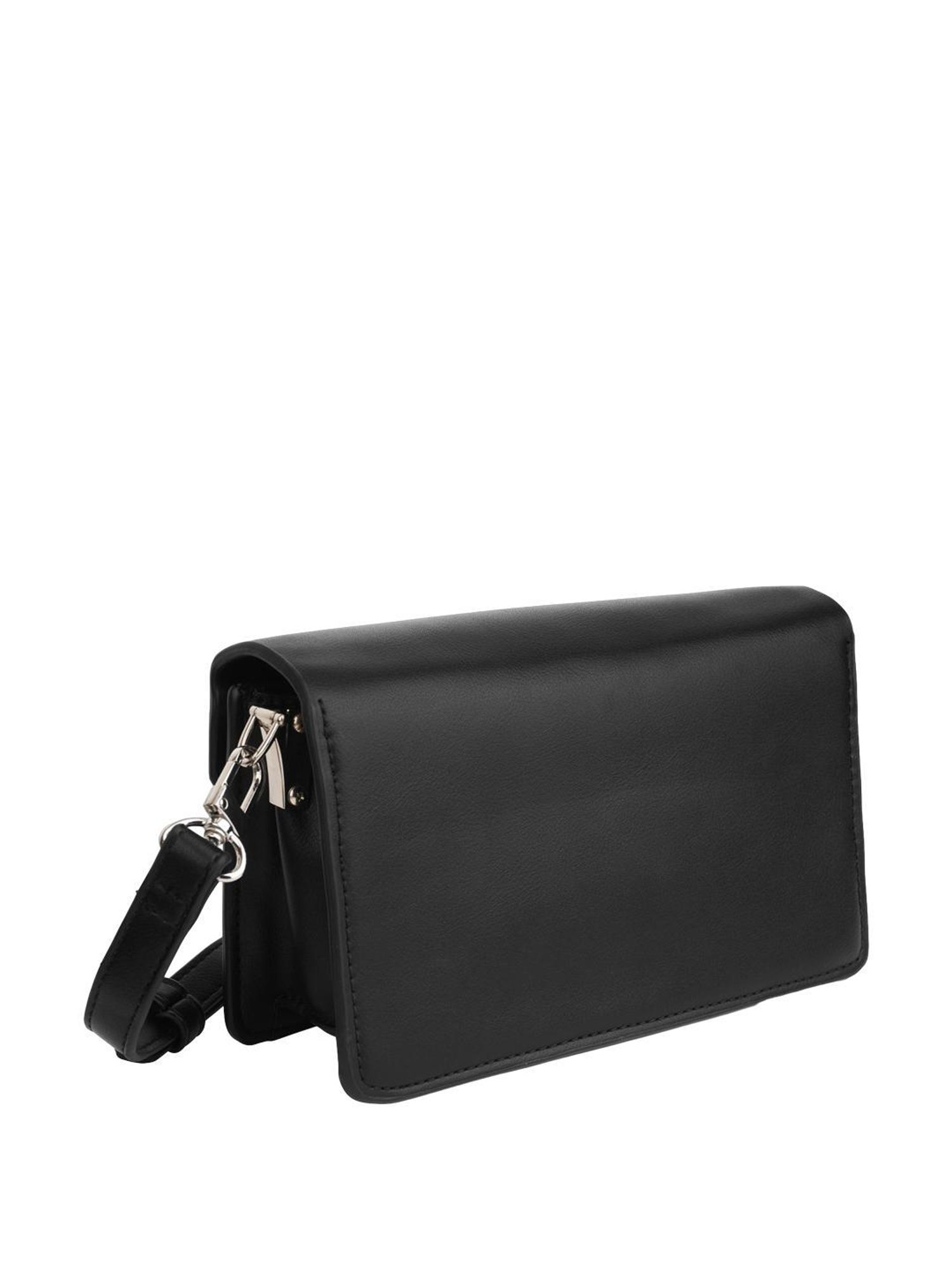 Angeline Black Solid Medium Sling Handbag