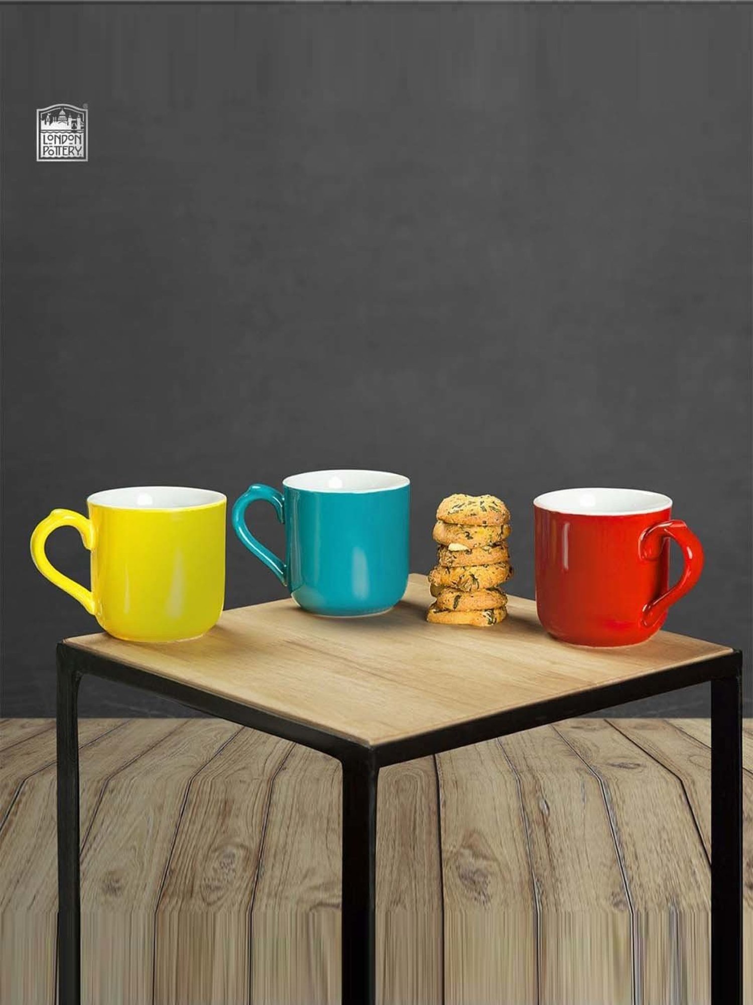 Femora Black Ceramic Coffee Mugs (0.36 L) - Set of 4