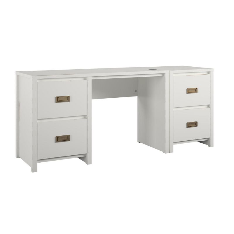 Monarch Hill Haven Single Pedestal Desk and Nightstand Bundle, White