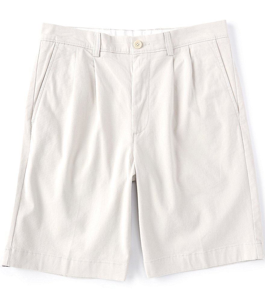 Roundtree & Yorke 9#double; Inseam Pleated Wash Chino Shorts