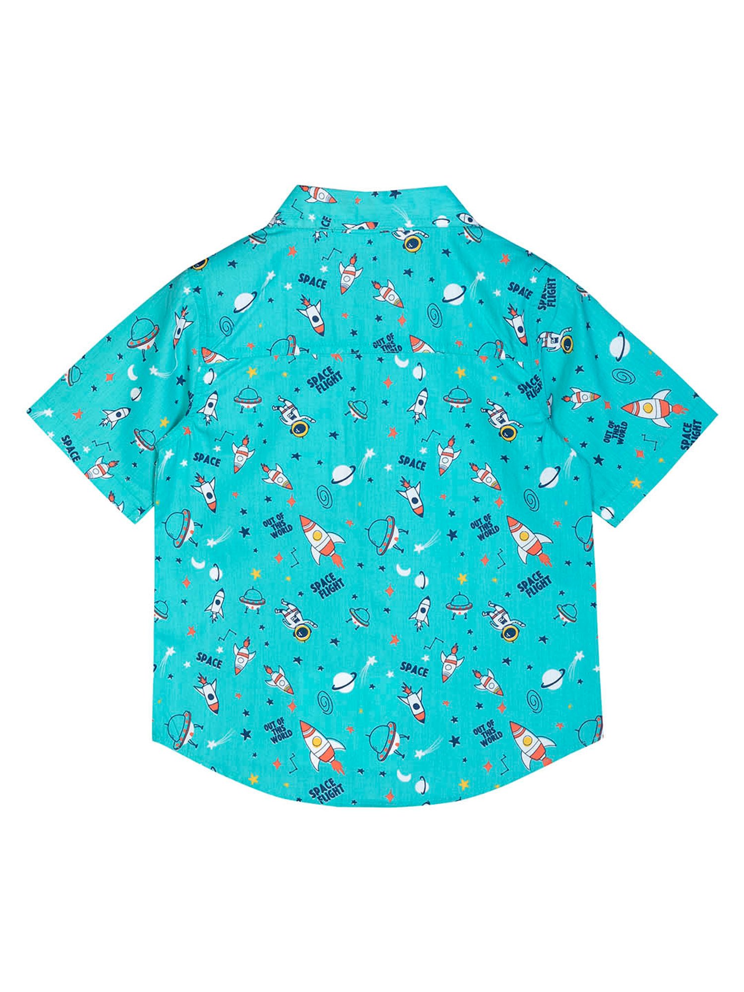 Budding Bees Boys Aqua Blue Printed Shirt