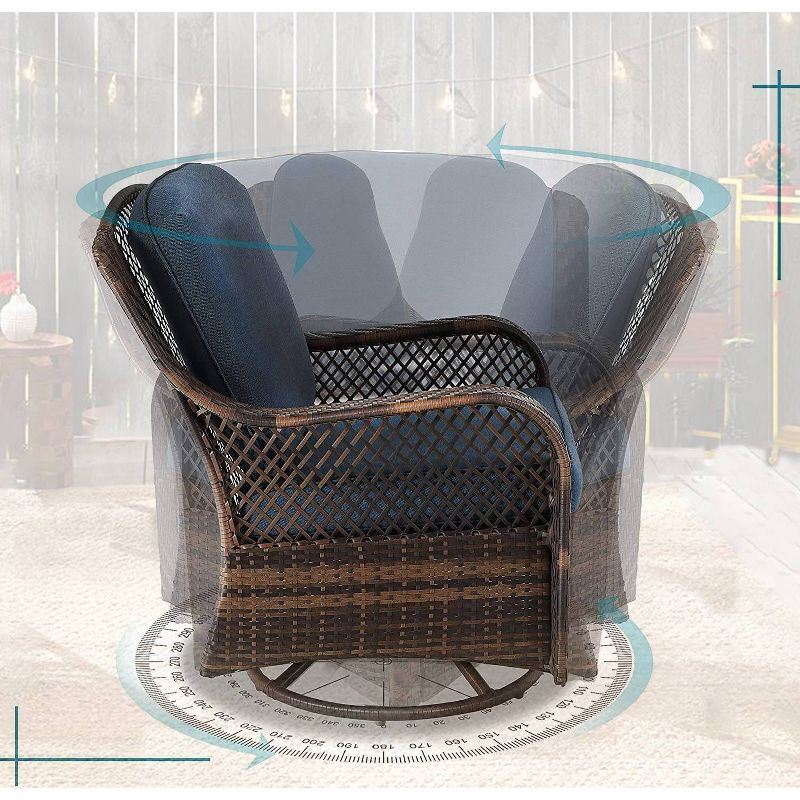 3pc Patio Conversation Set with Rocking Swivel Chairs & Table - Captiva Designs