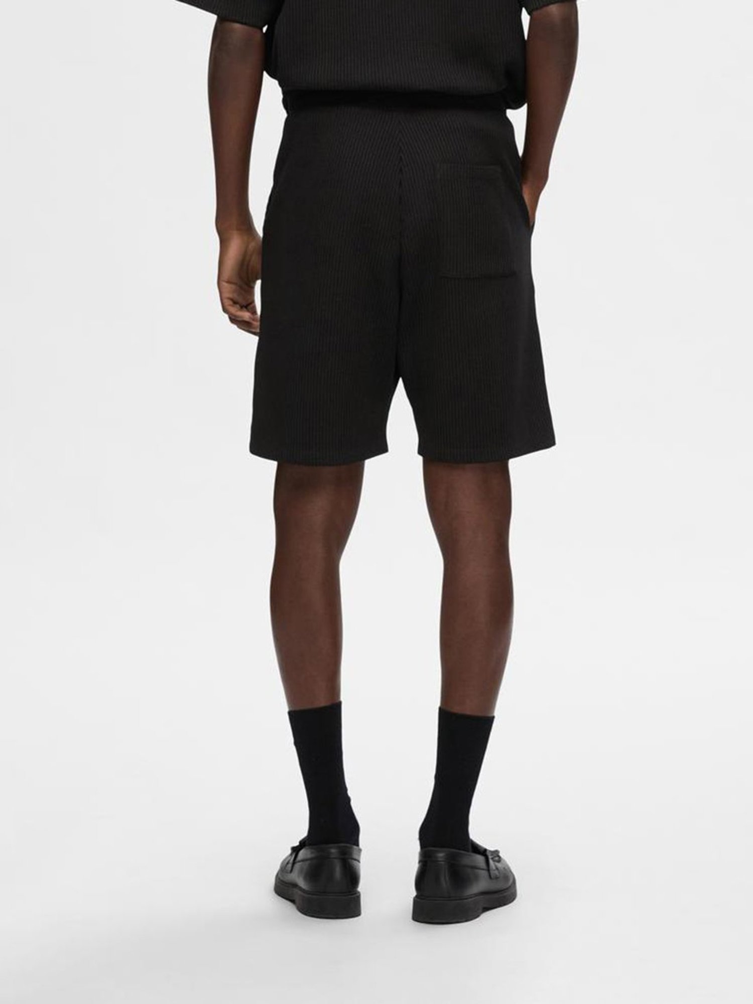 SELECTED HOMME Black Relaxed Fit Textured Shorts
