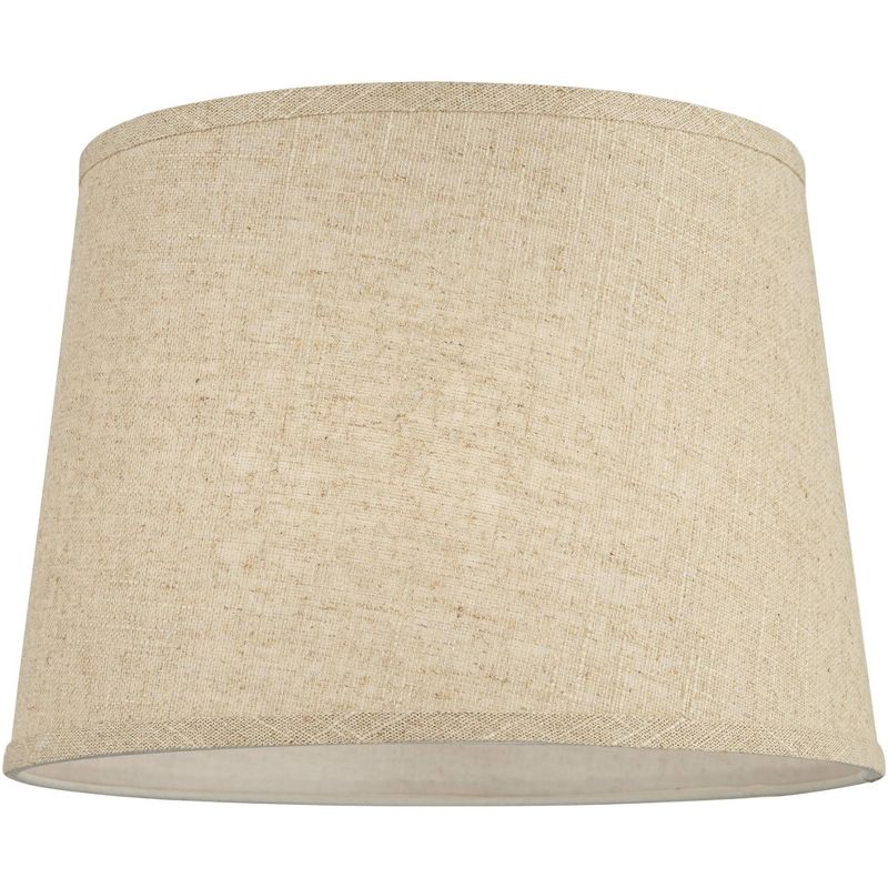 Set of 2 Burlap Linen Medium Drum Lamp Shades 11" Top x 13" Bottom x 9.5" Slant x 9.5" High (Spider) Replacement with Harp and Finial