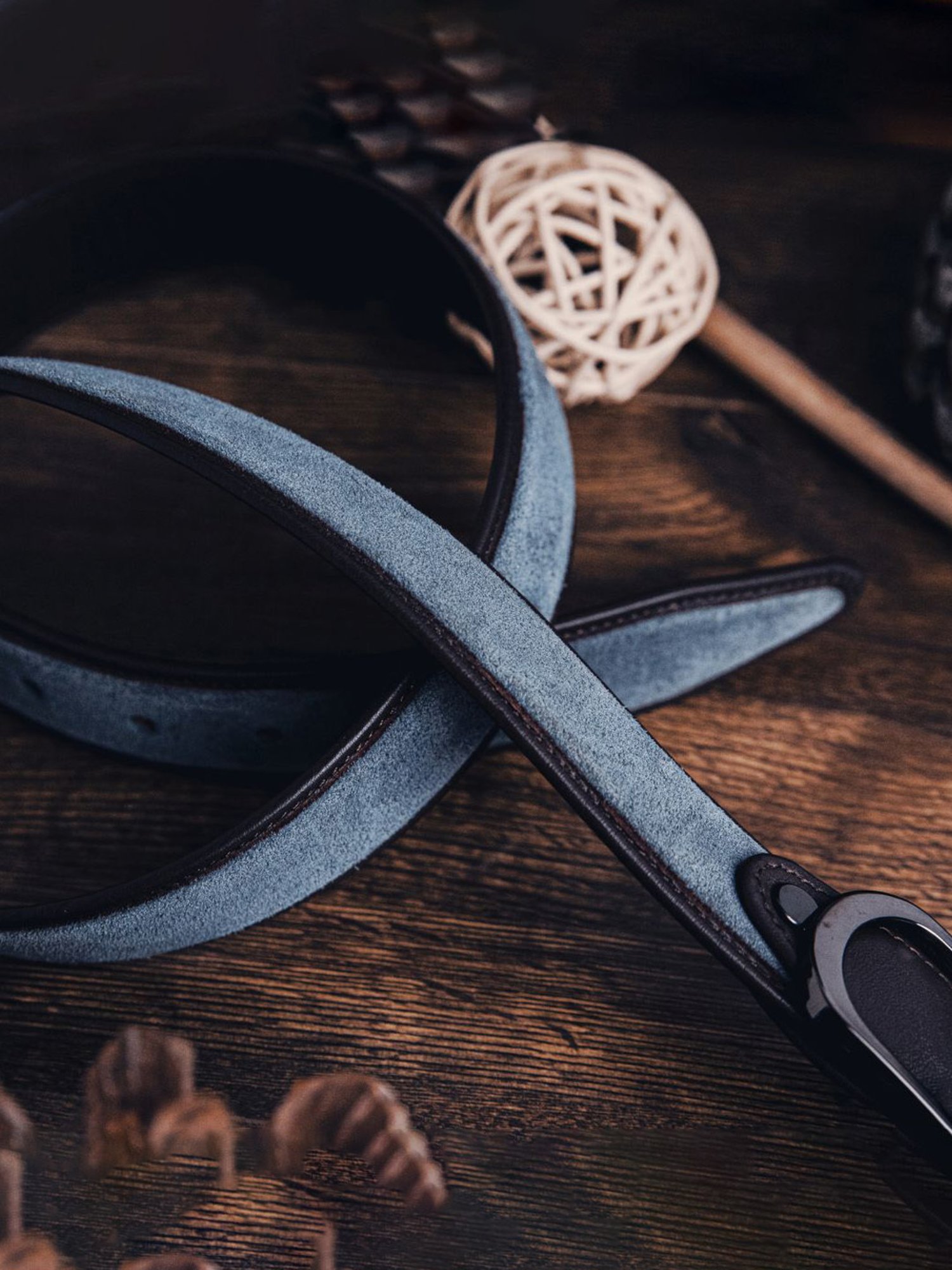 James Aston Marcello Ultimo Grey & Dark Brown Leather Solid Reversible Belt