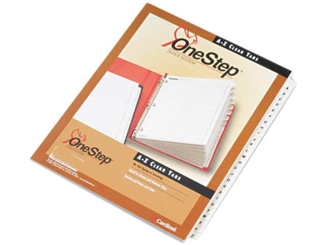 Cardinal 60213 Traditional OneStep Index System, 26-Tab, A-Z, Letter, White, 26/Set