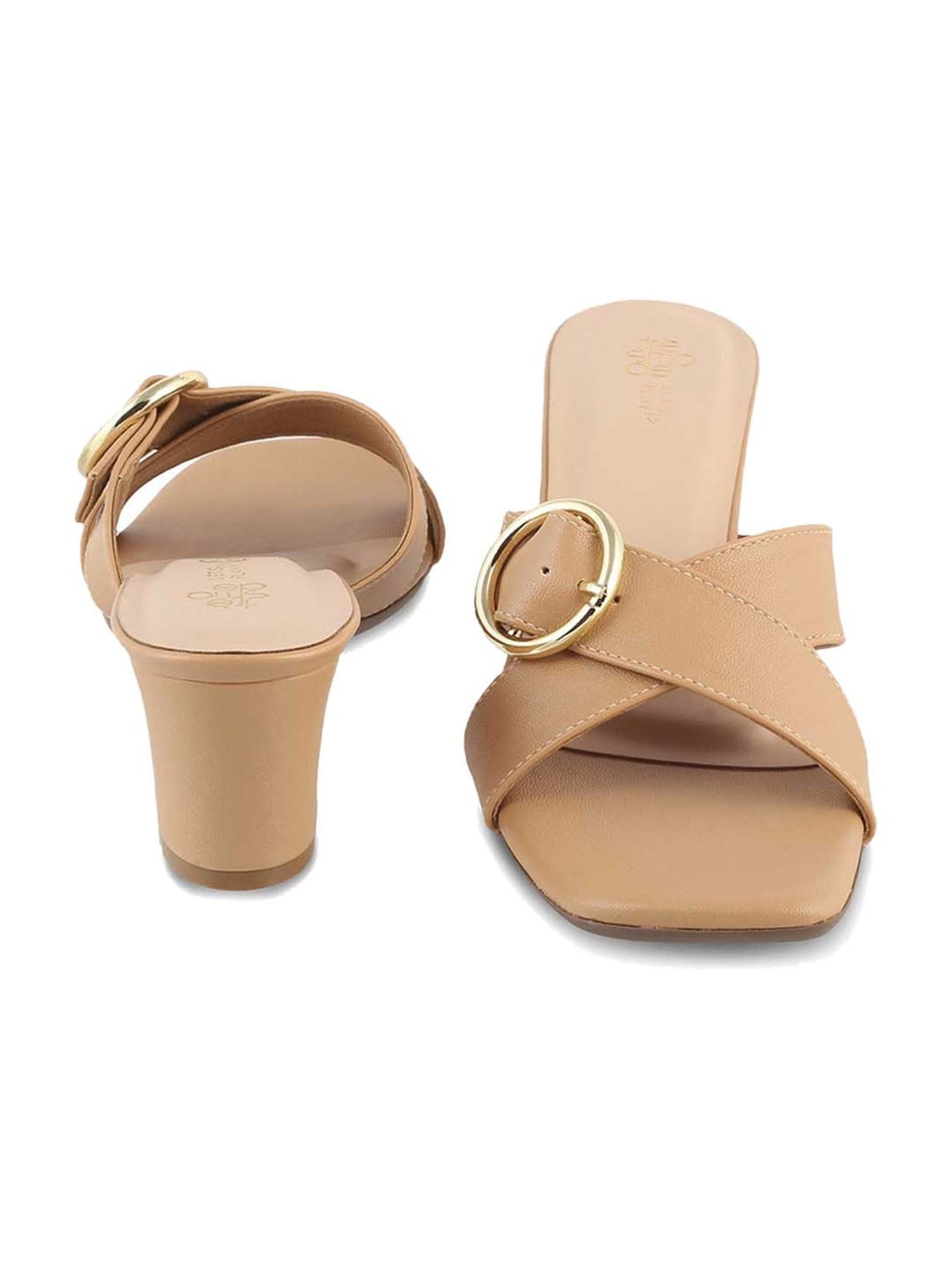 Tresmode Women's Beige Cross Strap Sandals