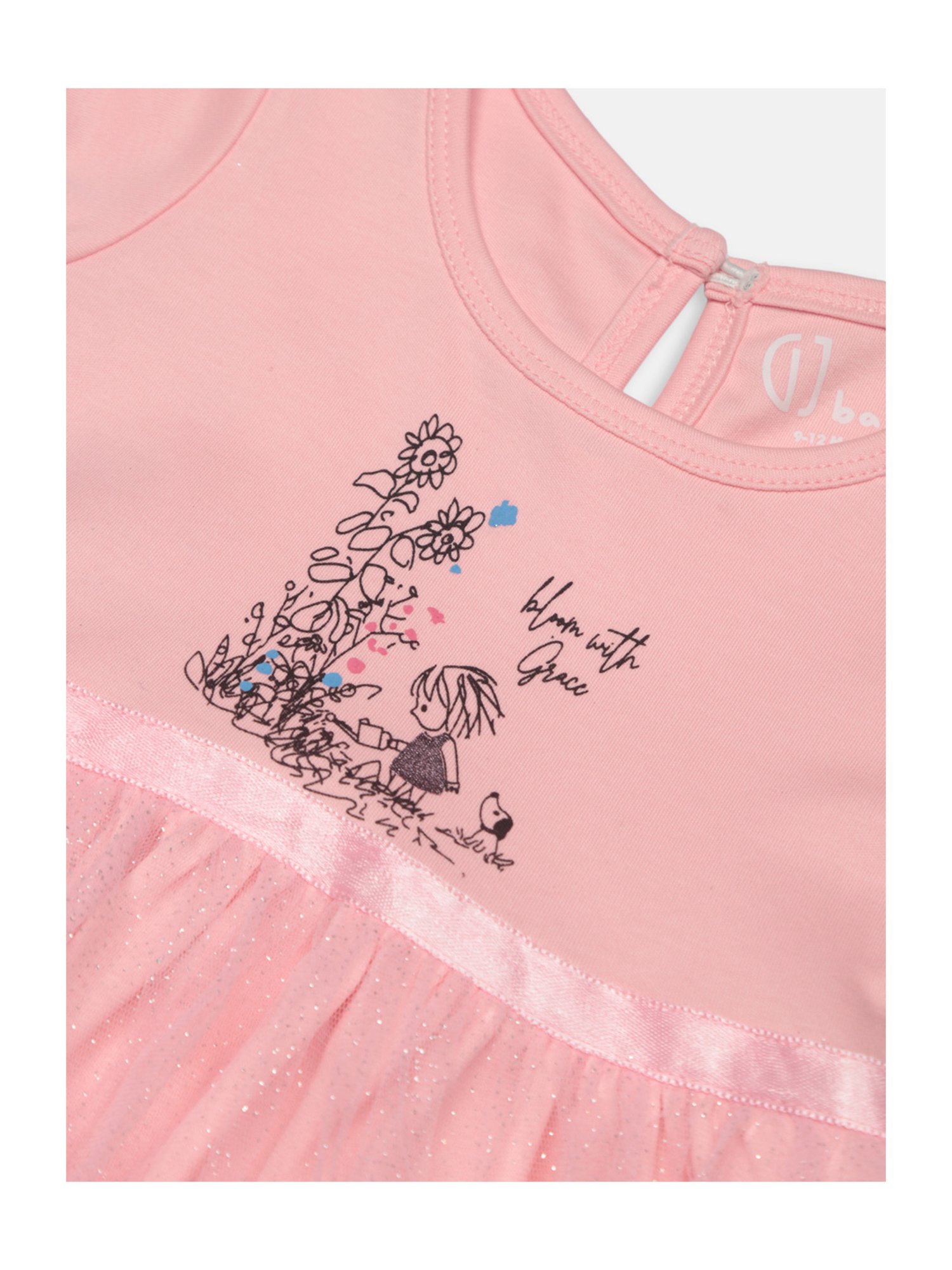 GJ baby Pink Printed Dress with Bloomers