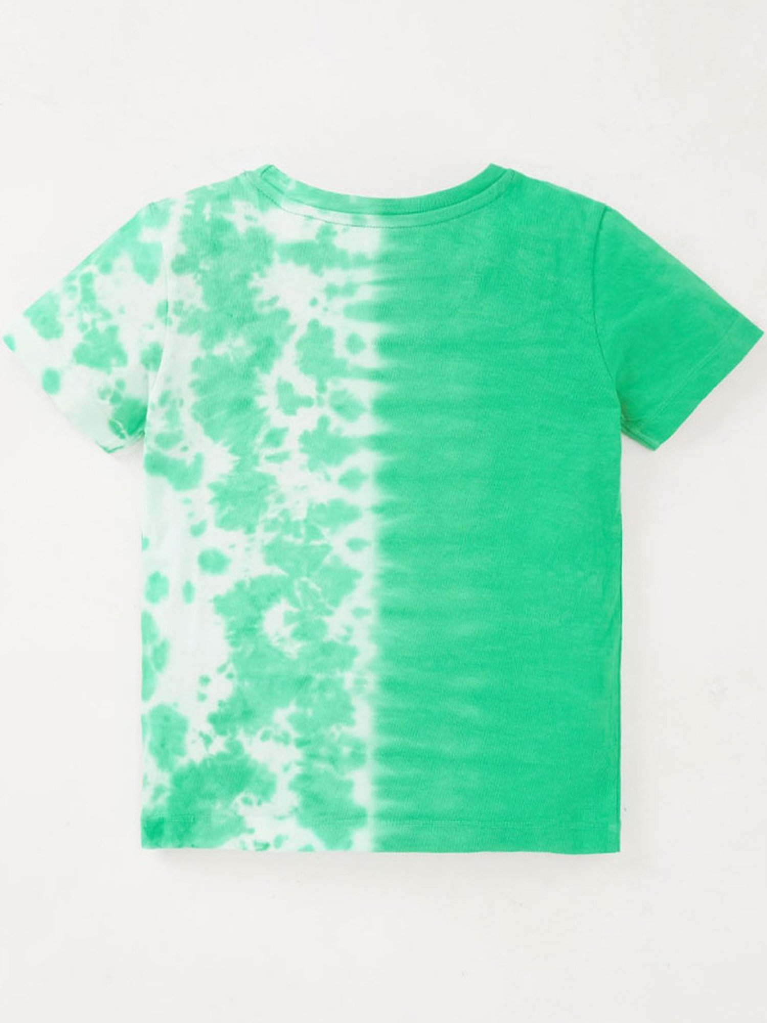 Ed-a-Mamma Kids Green & White Cotton Printed T-Shirt