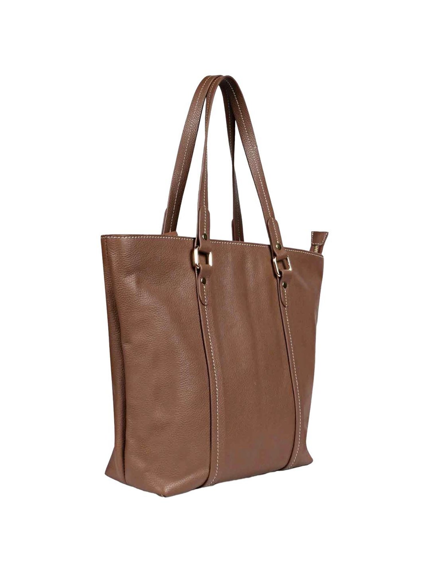 Saint G Brown Solid Medium Shoulder Handbag