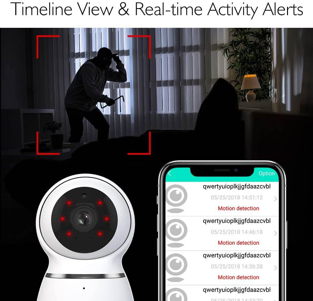 AKASO Indoor Security Camera, 1080P HD IP Camera with Auto Motion Tracking, Panoramic Navigation, 3D Positioning, Pan/Tilt Remote Control, Motion Detect, Two-Way Audio, Card/Cloud Storage - P50