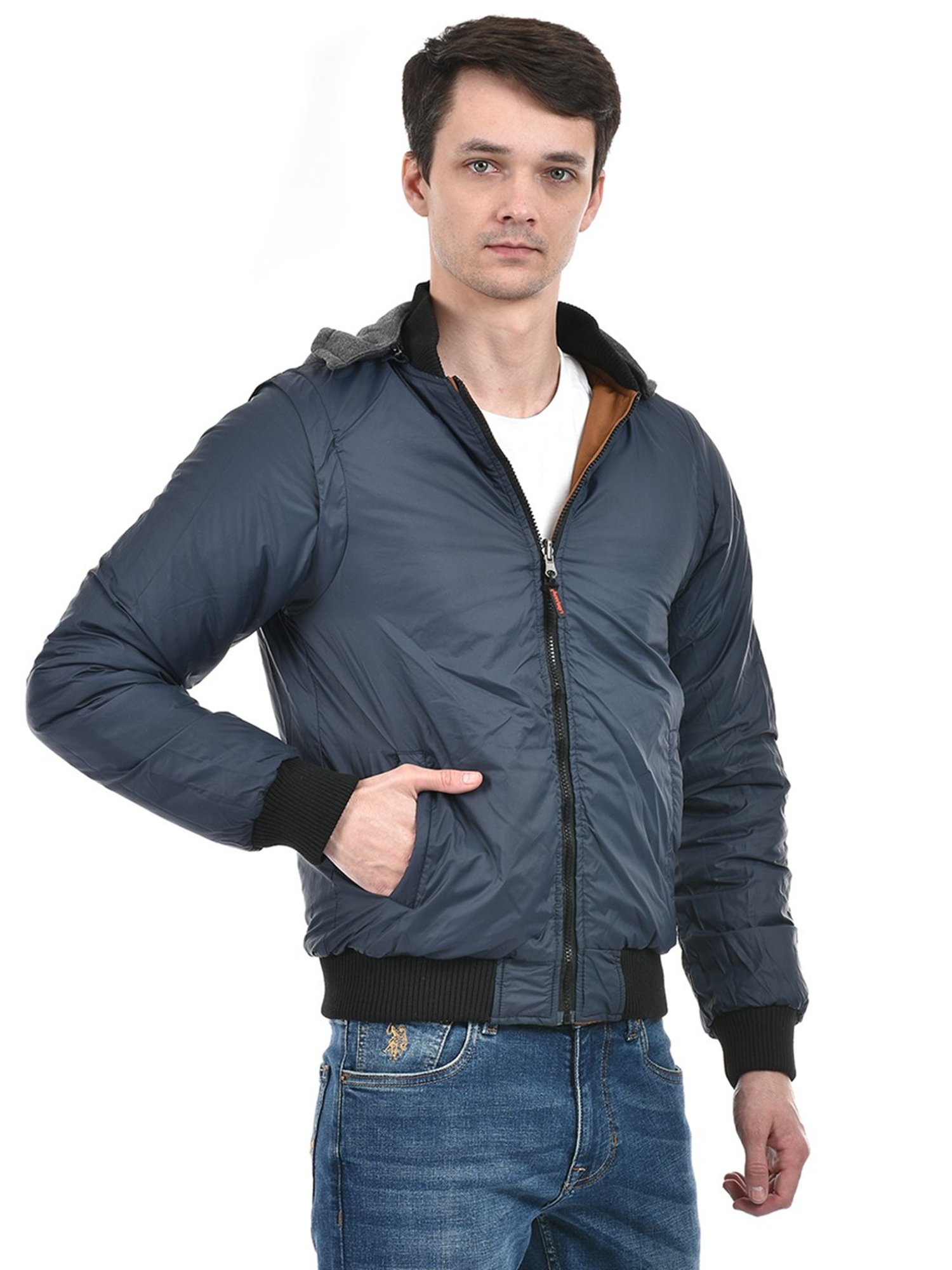 Lawman Pg3 Navy & Brown Regular Fit Reversible Jacket