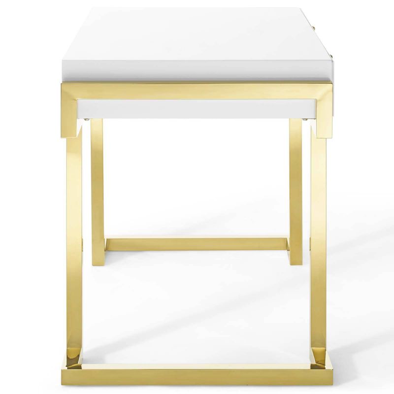 Ring Office Desk Gold/White - Modway