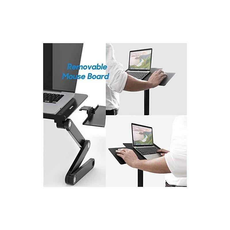 Adjustable Laptop Stand Portable Laptop Table Stand with 2 CPU Cooling FansDetachable Mouse Pad Ergonomic Lap Desk TV Bed Tray Standing Desk