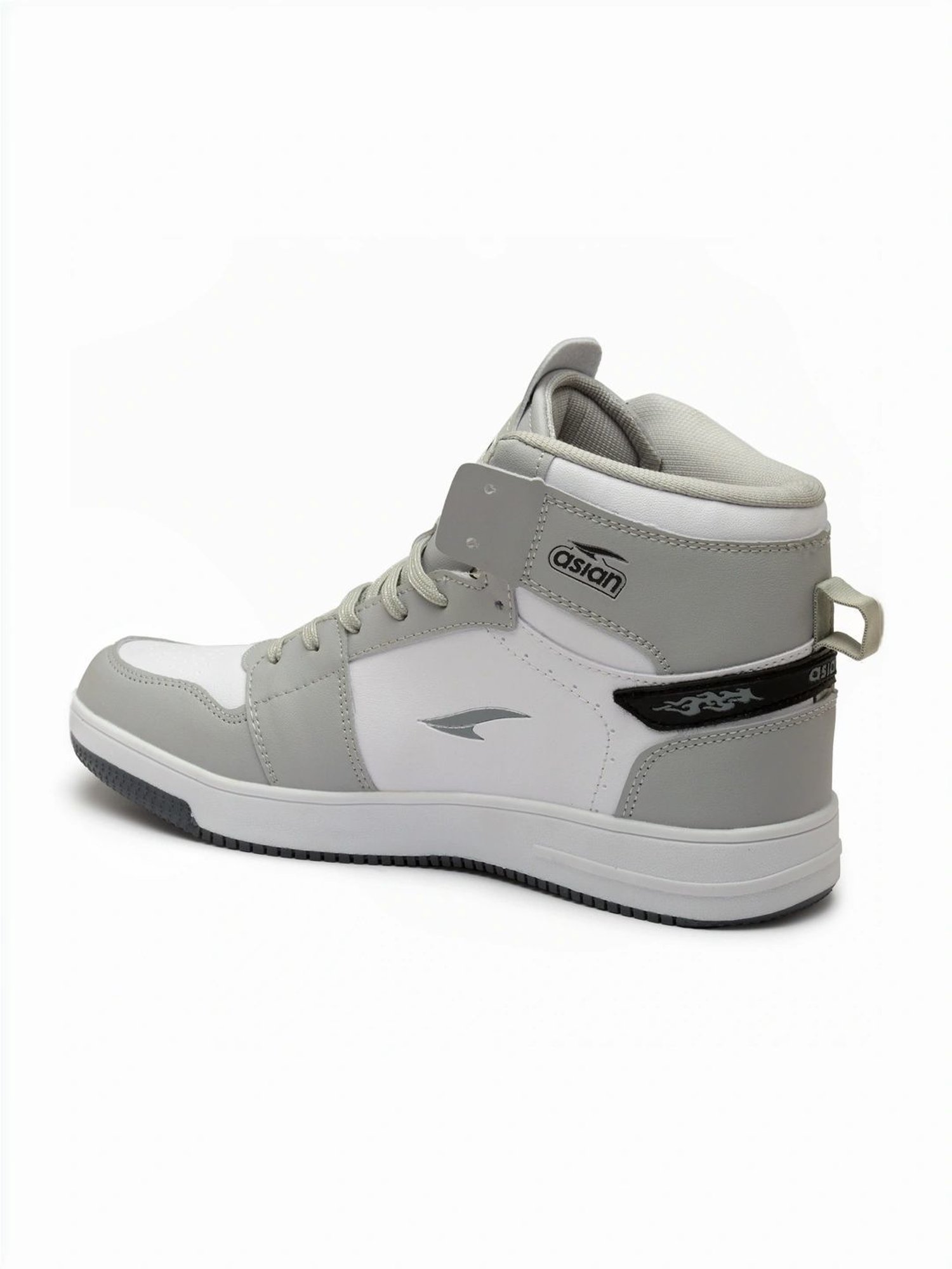 Asian Men's Grey & White Ankle High Sneakers