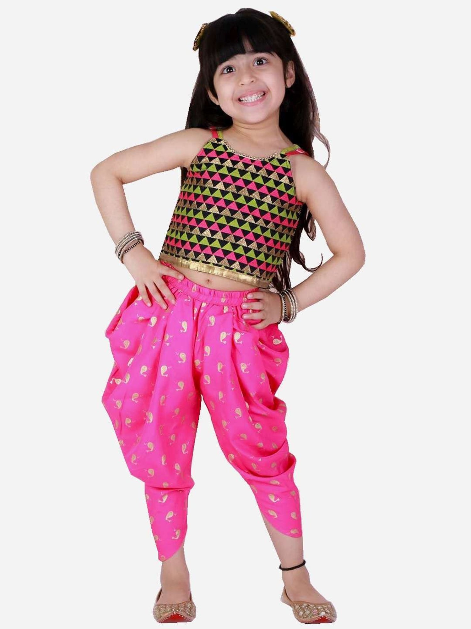 TWISHA Kids Pink Embroidered Top Set