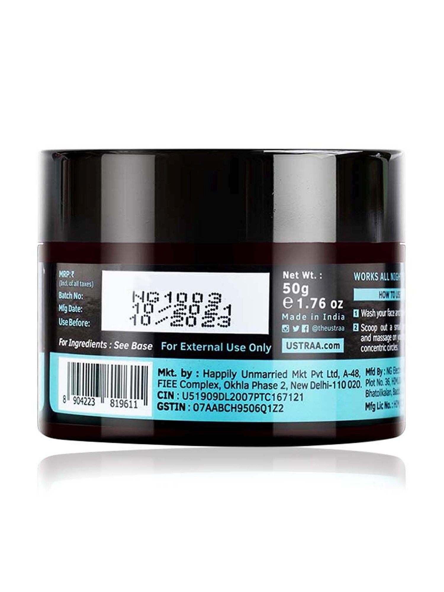 Ustraa Night Cream - De-tan and Anti-aging - 50 gm & Face Wash For Oily Skin - 200 gm