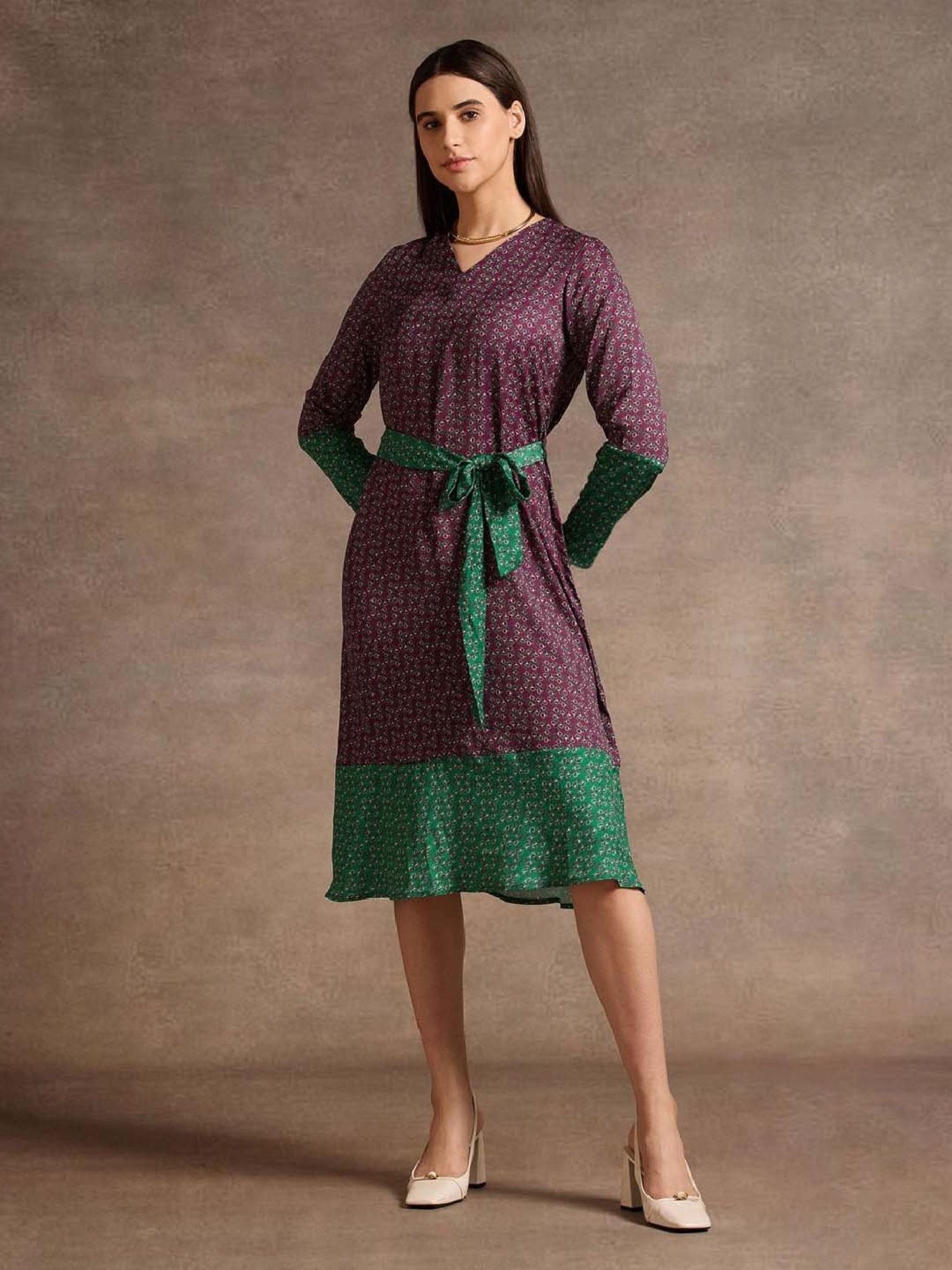 U.S. Polo Assn. Purple Printed A-Line Dress