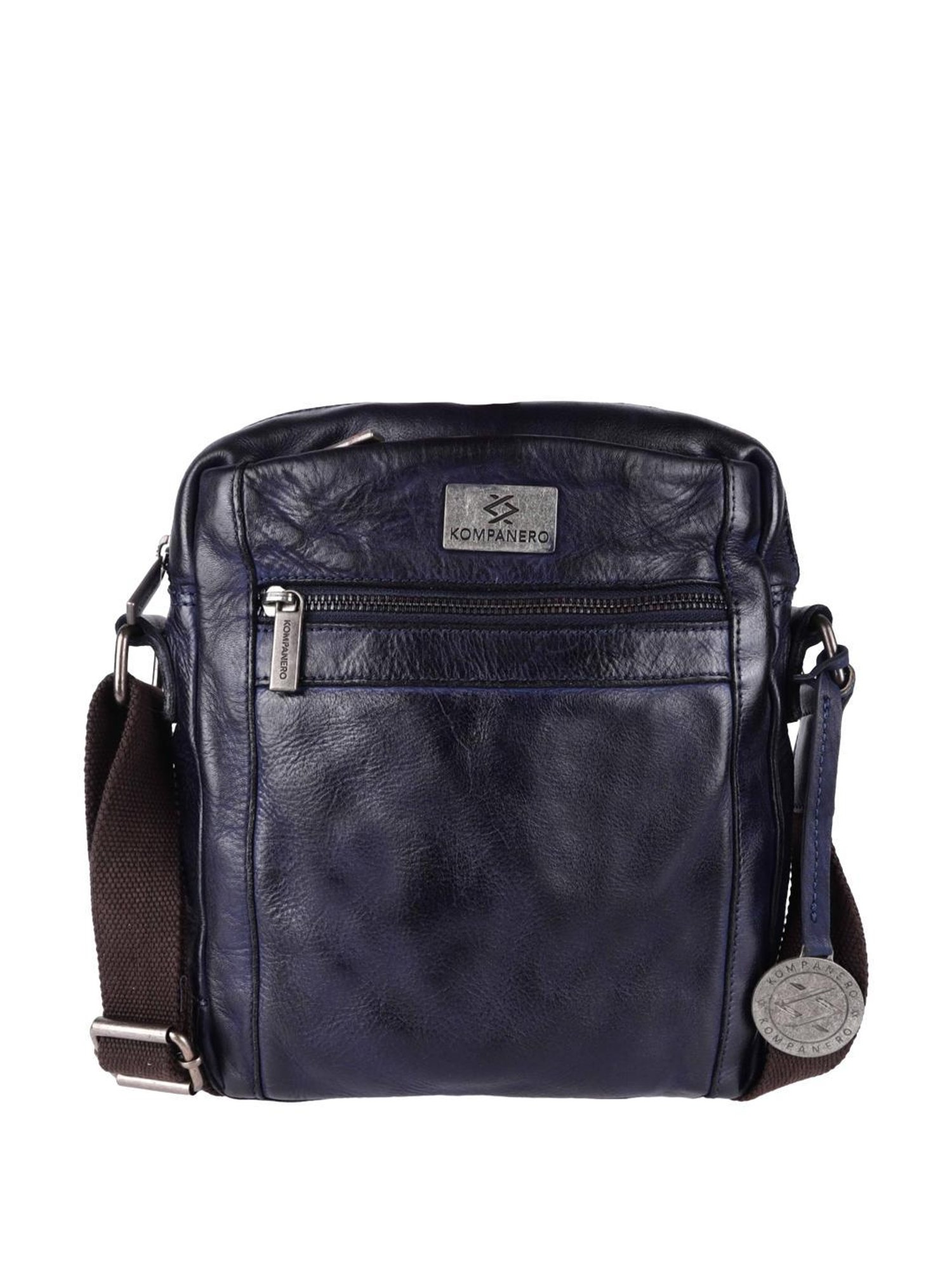 KOMPANERO Aaron Blue Solid Cross Body Bag