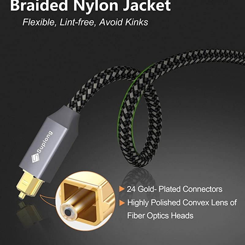 Digital Optical Audio Cable 18M6ft  Toslink Cable 24K GoldPlated UltraDurability Superior PictureampSound for SPDIF LGSamsungSonyPhilips Sound BarSmart TVHome TheaterPS4Xbox