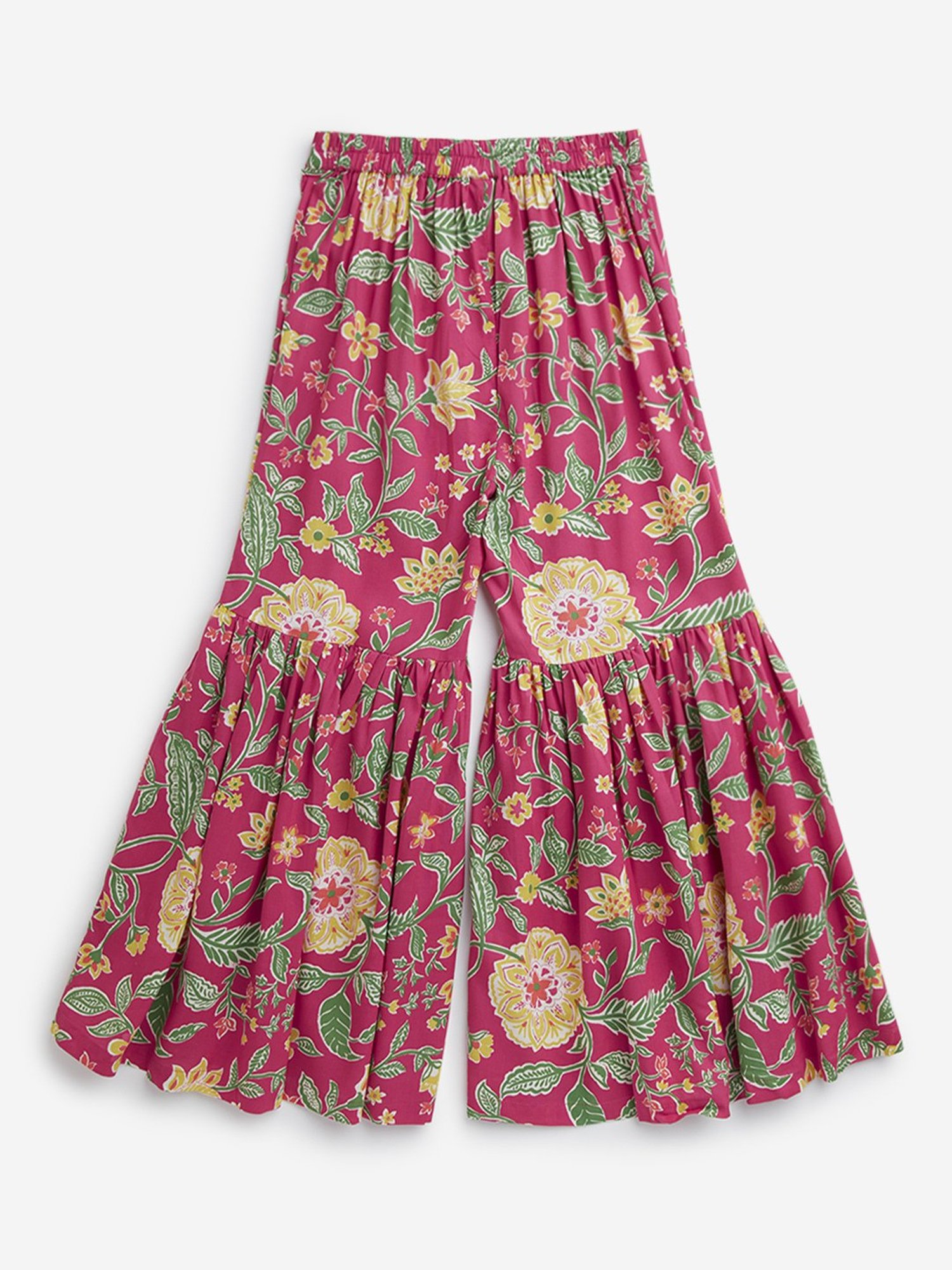 Utsa Kids by Westside Dark Pink Floral Printed High-Rise Gharara