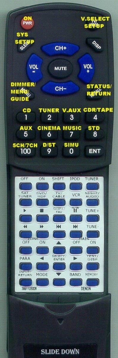 Replacement Remote Control for DENON 3991105008, AVR2308CI MAIN, RC1075 DENON, AVR588