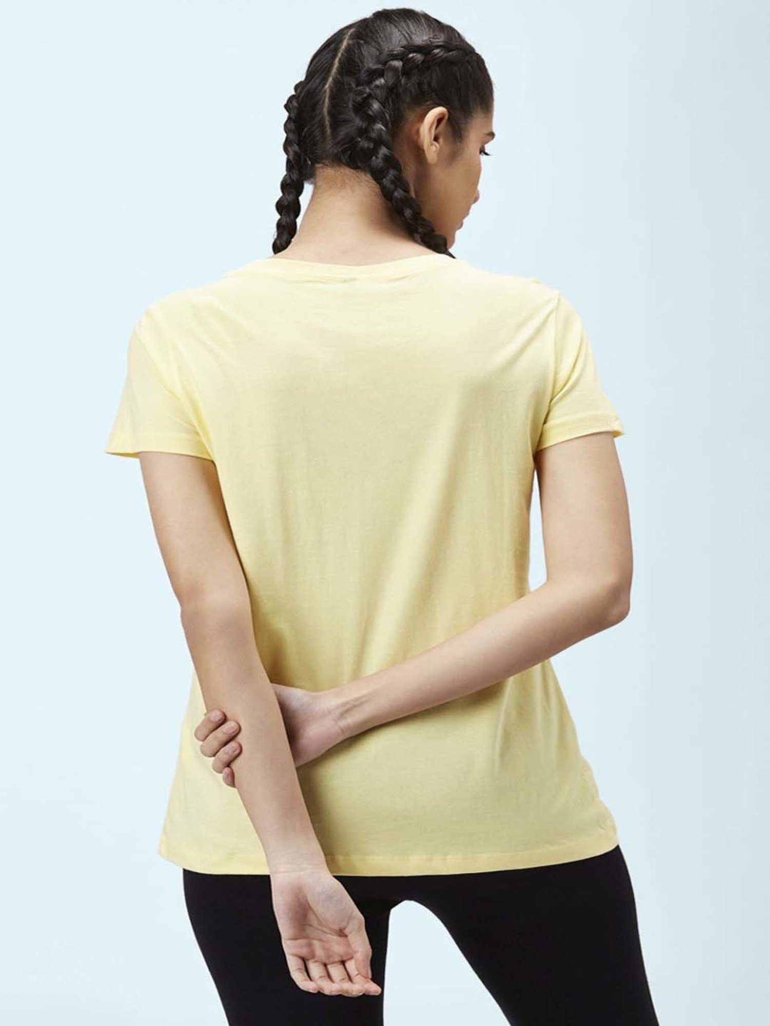 Ajile by Pantaloons Yellow Cotton Graphic Print Sports T-Shirt