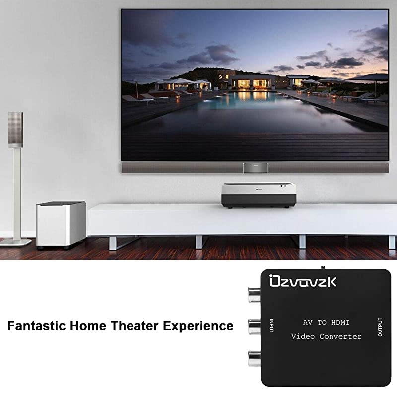 AV to HDMI Converter RCA Composite CVBS to HDMI Video Audio Converter AdapterSupport 1080P with USB Charge Cable for TVPCPS3BlueRay DVD