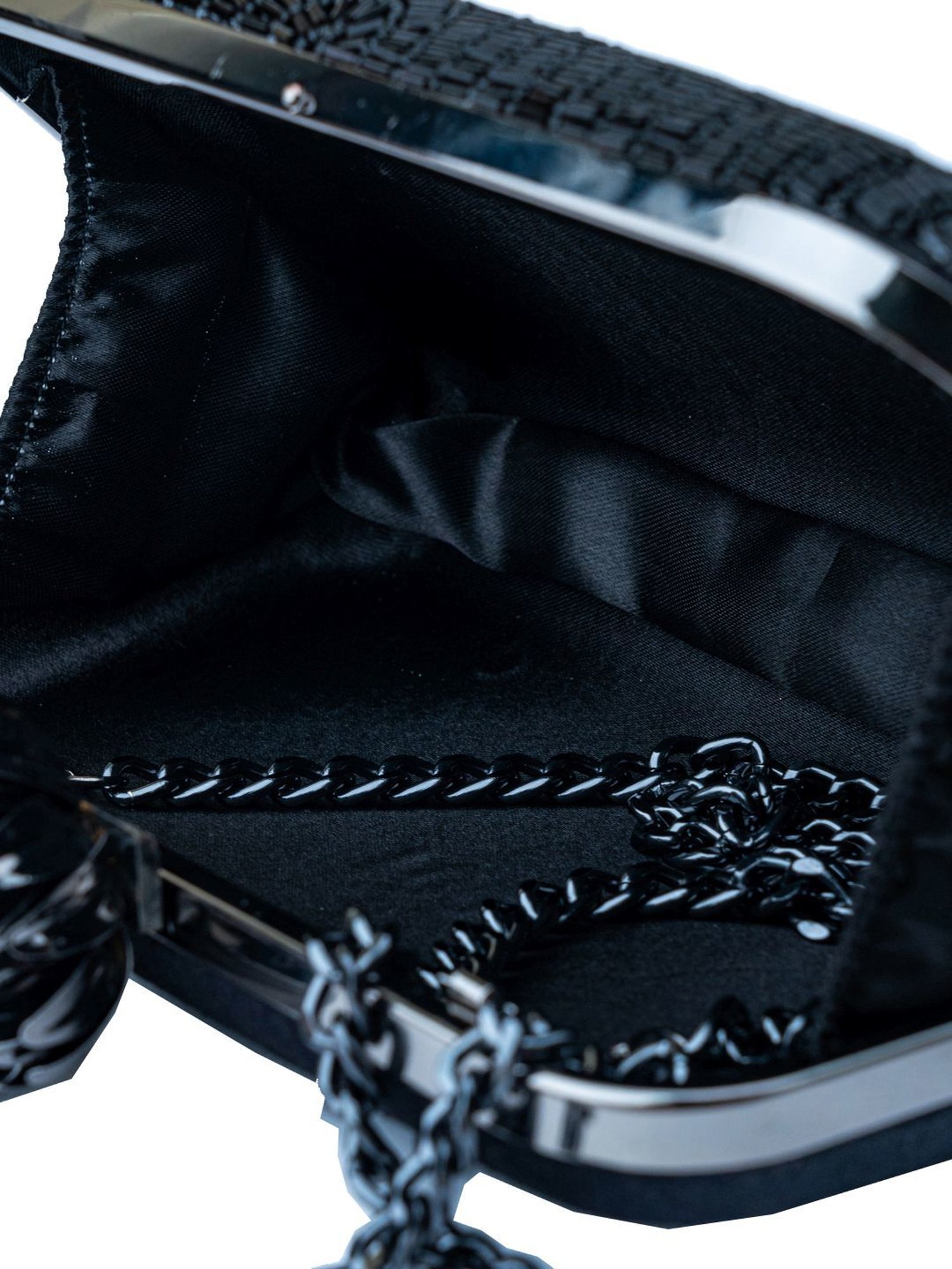 NR by Nidhi Rathi Black Fabric Minaudiere Clutch